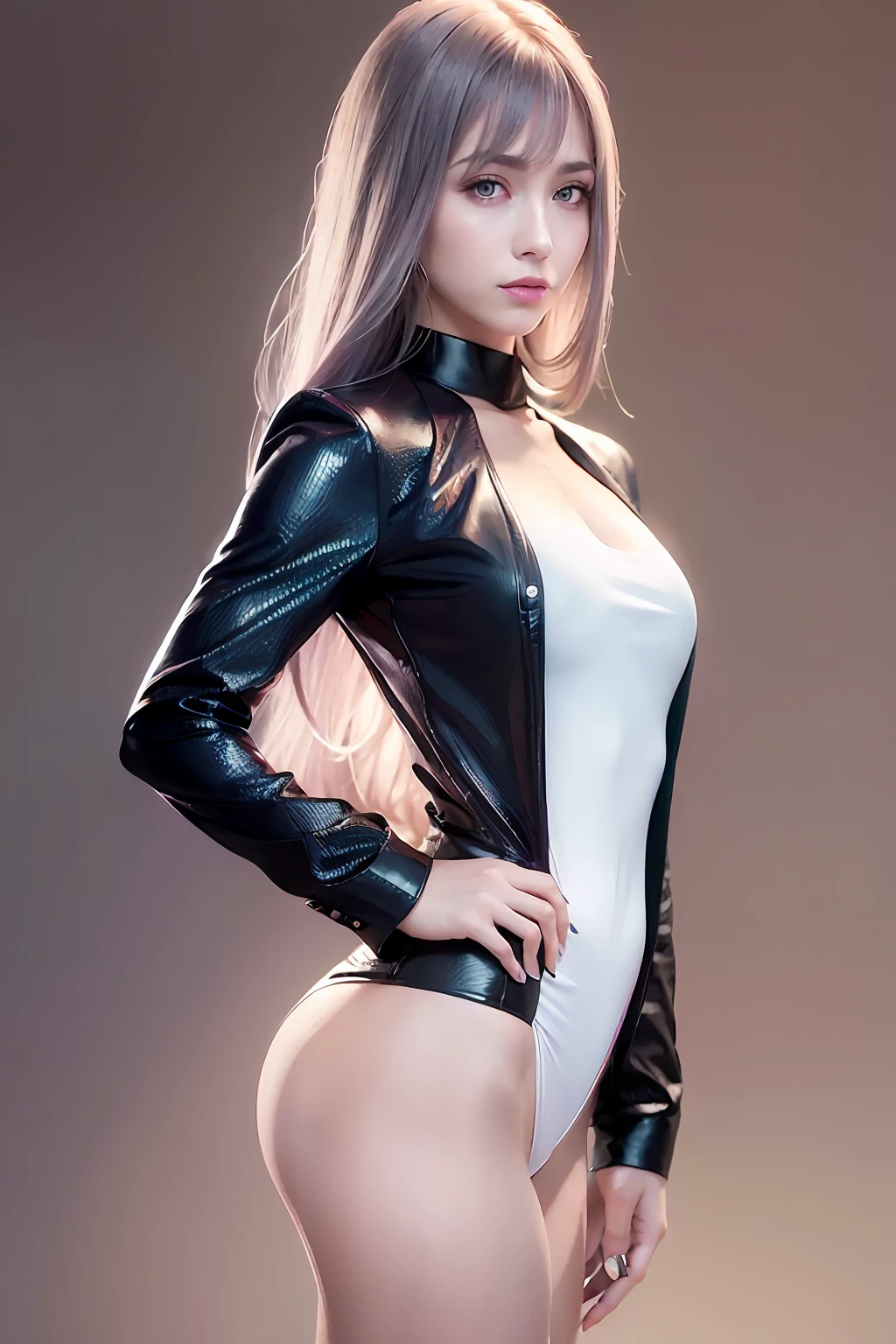 1girl,beautiful vintage color, instagram (photorealistic, high resolution:1.4), ((puffy eyes)), looking at viewer, , full body (8k, RAW photo, best quality, masterpiece:1.2), (realistic, photo-realistic:1.37),(sharp focus:1.2), professional lighting, photon mapping, radiosity, physically-based rendering, (pale skin:1.2),(small breasts:1.2), looking at viewer, (middle hair:1.5), portrait, purple eyes, (sliver hair:1.1),bangs, (simple background:1.4), solo, upper body, realistic,(masterpiece:1.4),(best quality:1.4),(shiny skin),fashi-girl,makeup,smile(skinny,closed mouth,shy :1.3) ,(standing,black Stewardess uniform,Necromancer:1.1),medium bust,sexy pose ,