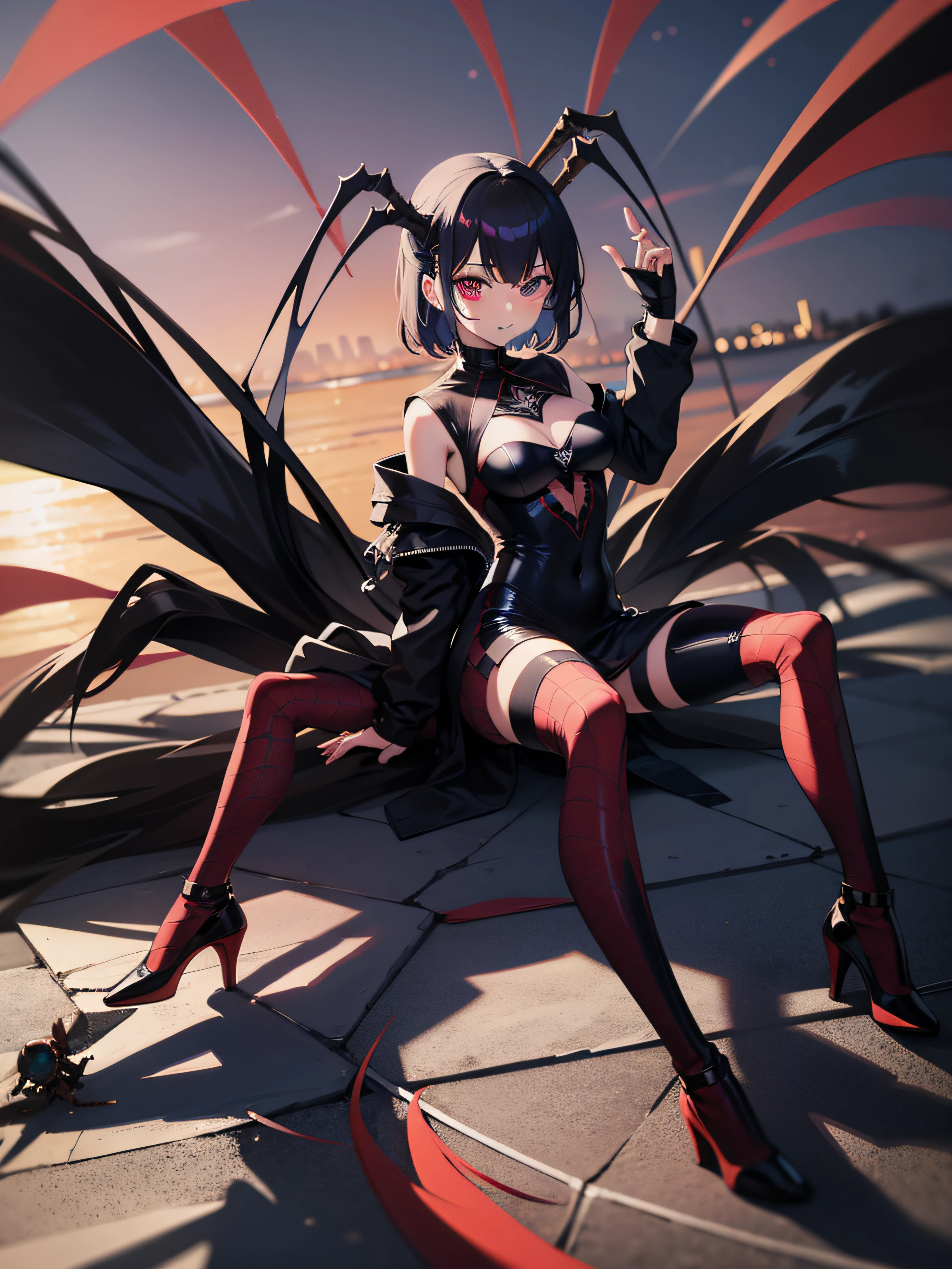 spider、Multi-legged、girl with、spider eye、Spider's web