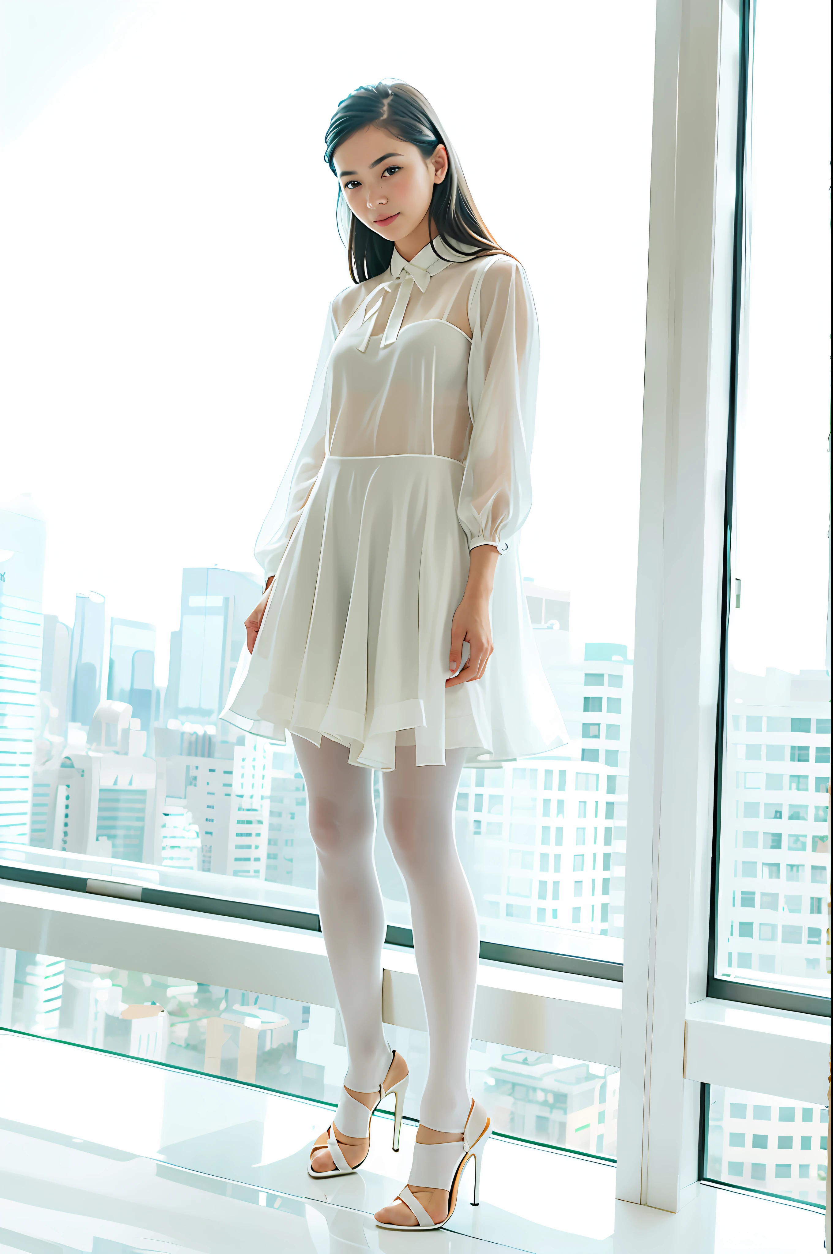 Girl in white dancing hose