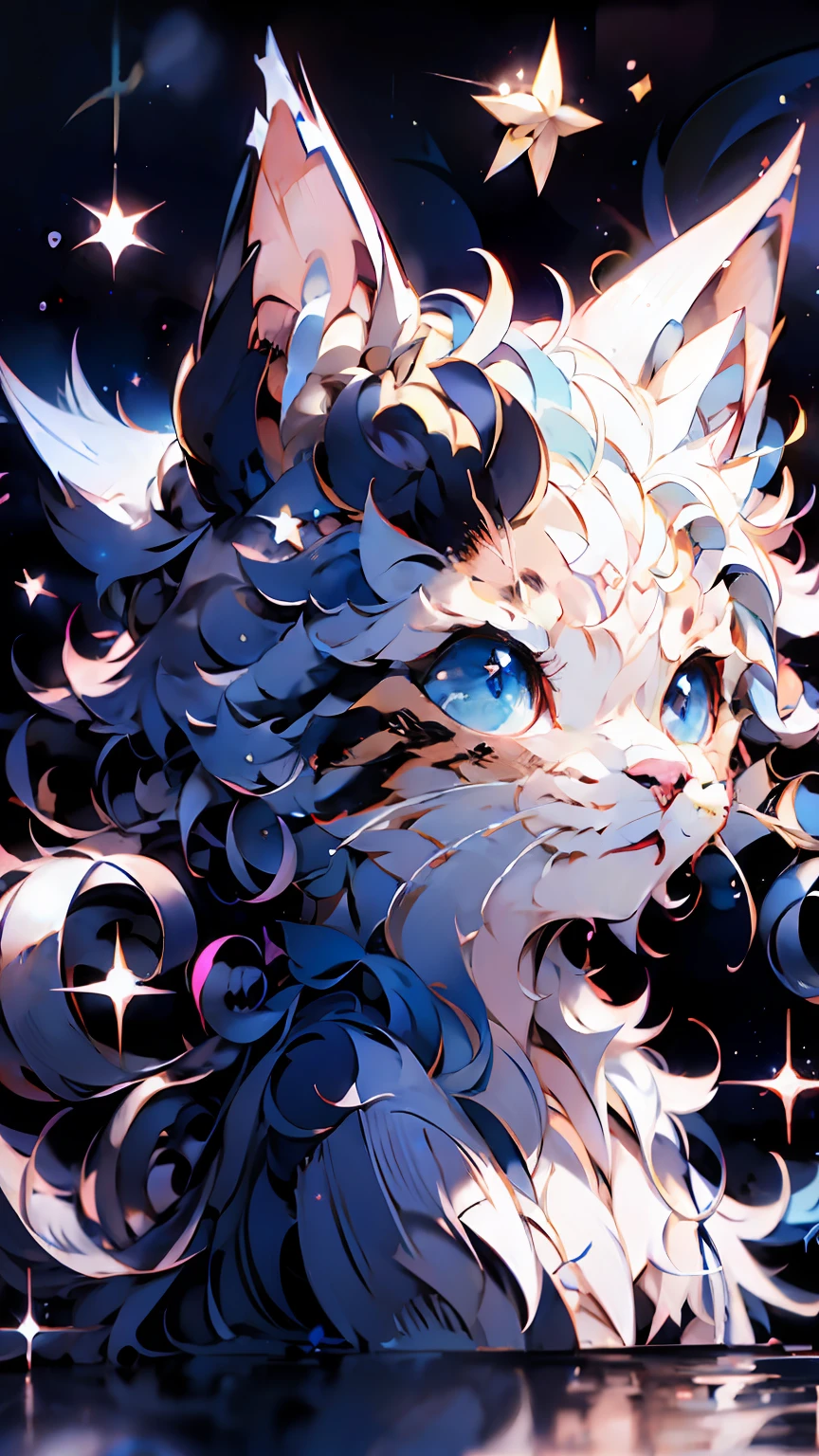anime cat with blue eyes and stars in the background, anime cat, anime visual of a cute cat, realistic anime cat, cute detailed digital art, anime art wallpaper 4 k, anime art wallpaper 4k, very very beautiful furry art, beautiful anime catgirl, very beautiful anime cat girl, 4 k manga wallpaper, cute anime catgirl, anime art wallpaper 8 k