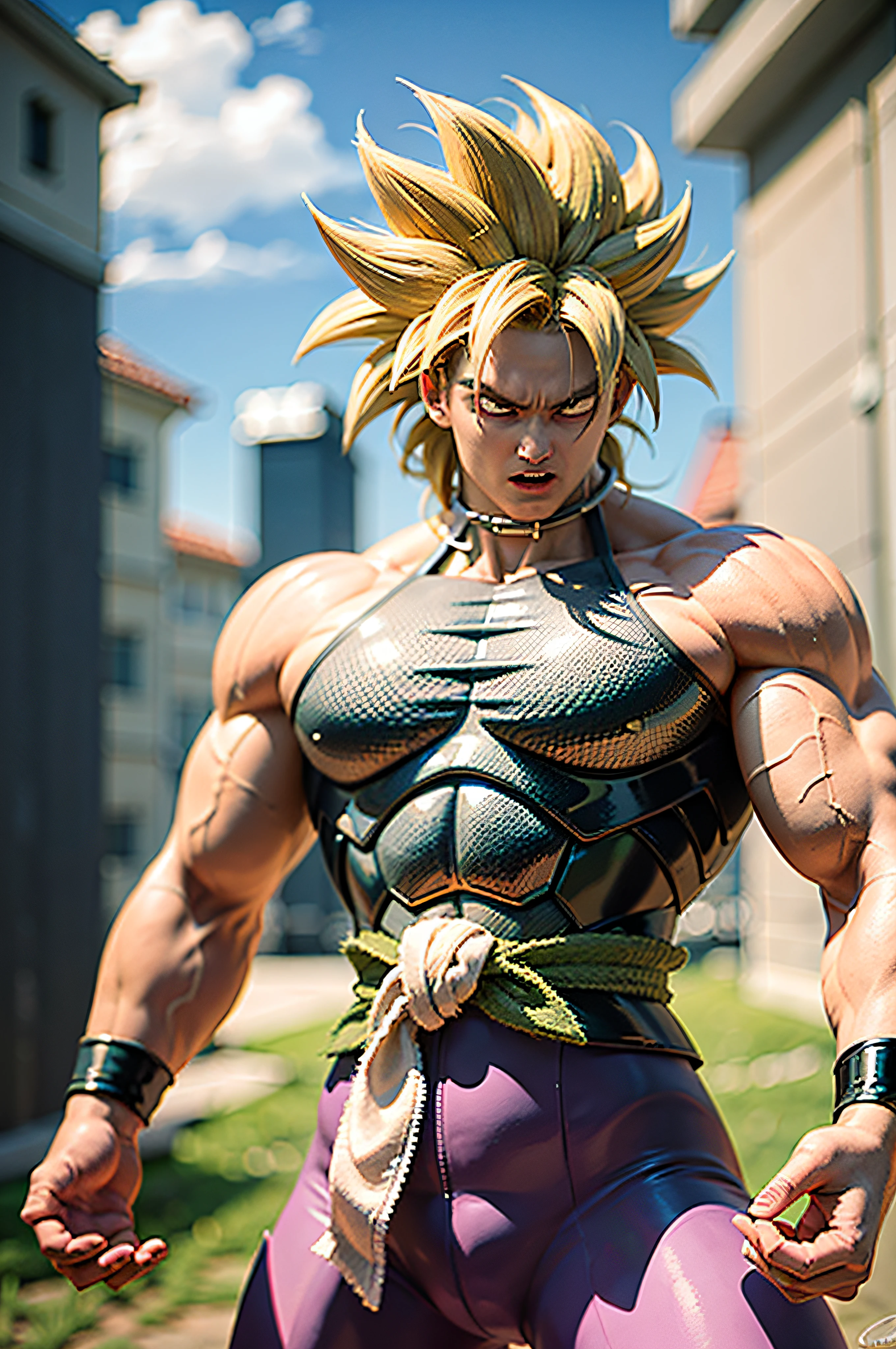 Broly from Dragon Ball Super, 1boy, closed mouth, male focus, muscular, muscular male, standing alone on Namek, sash, serious, solo, spiked hair, ultra instinct, ((masterpiece)), photorealistic anime realism trending on civitai perfect composition perfect render innovative design dynamic angle perfect pose perfect body perfect face perfect hands perfect fingers perfect, signature Broly outfit, Dragon Ball style environment, realistic background, detailed background detailed outfit perfect nails, VHS