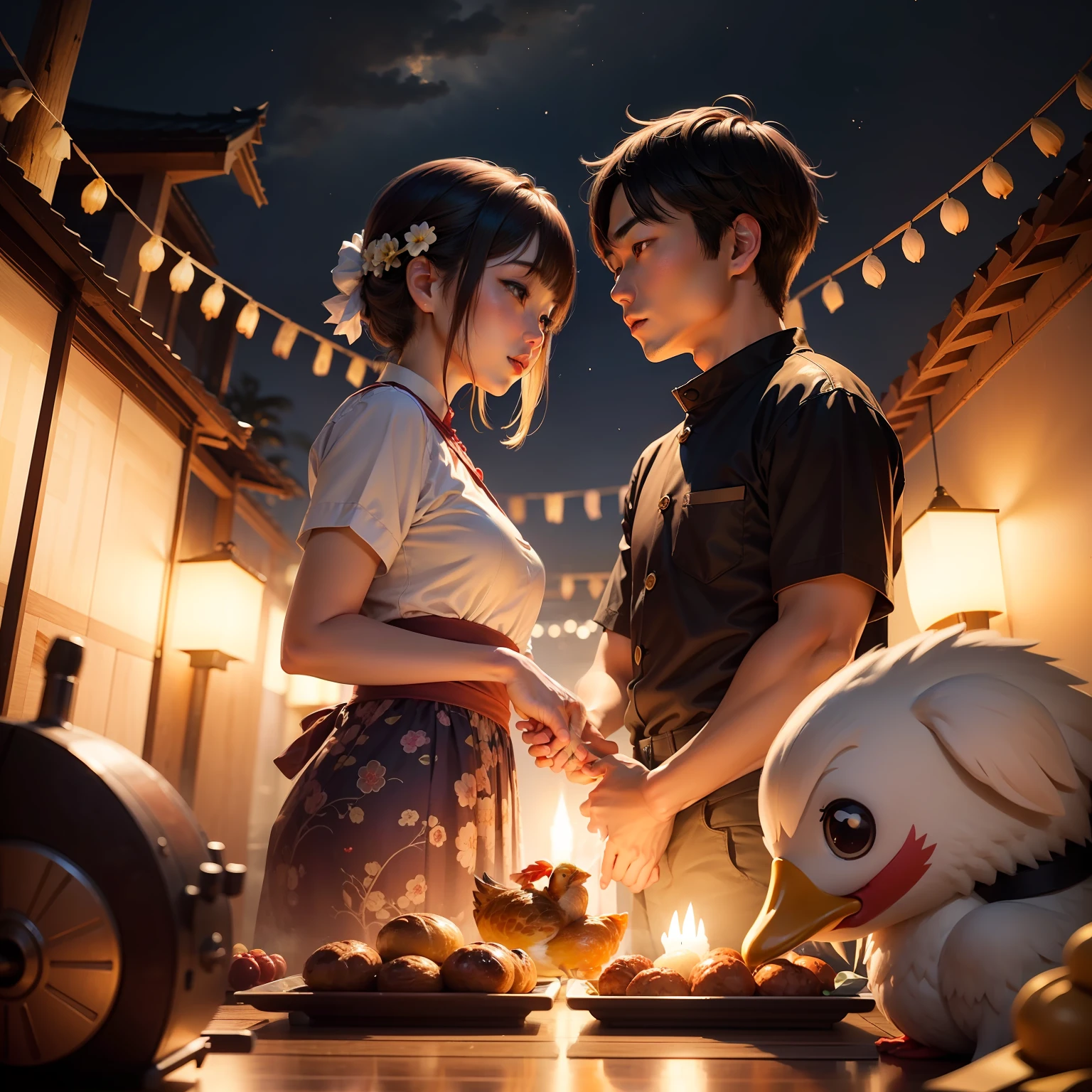 Tanabata couples share roast duck together