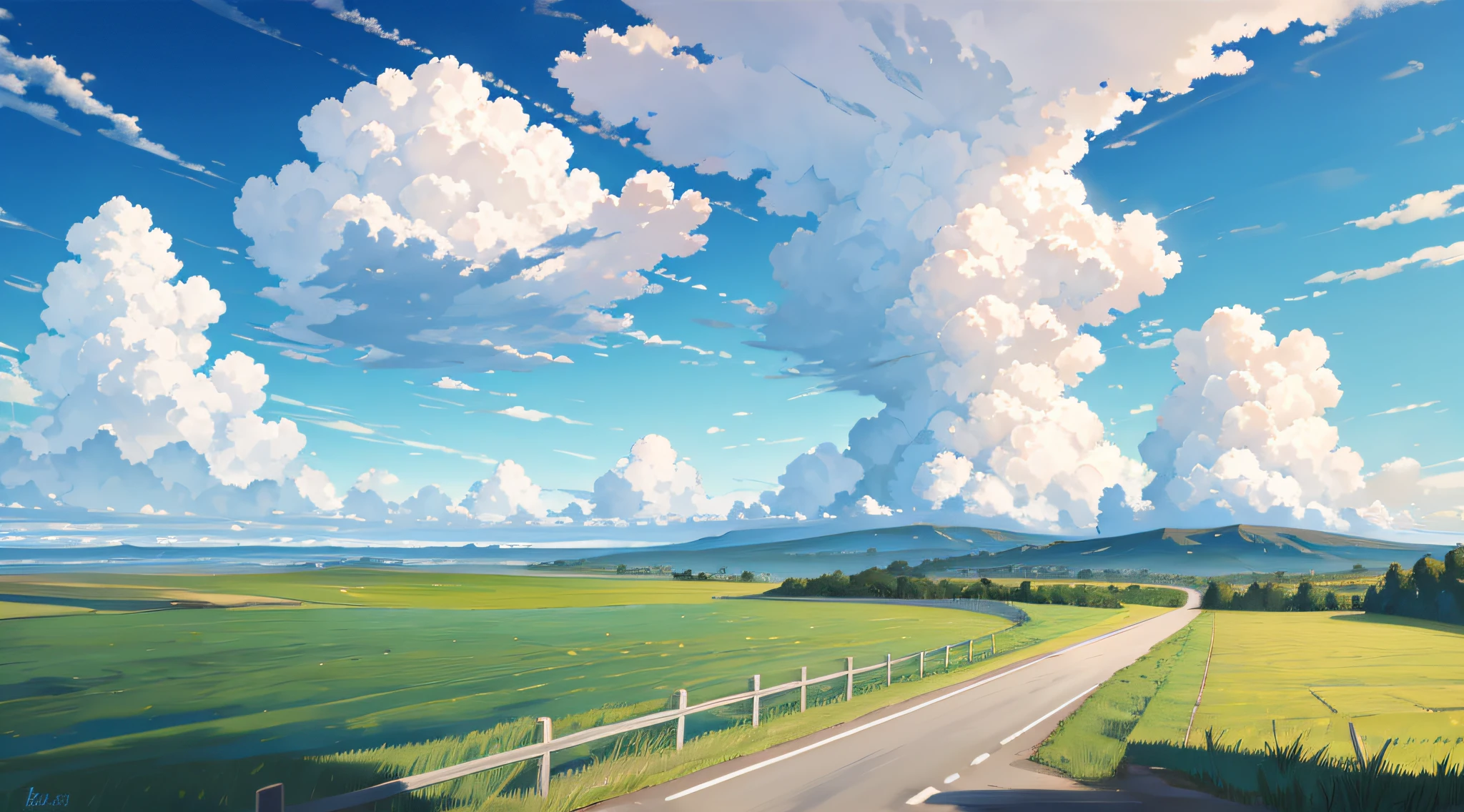 blue sky bush cloud cumulonimbus sun grass mountain no people road sign rural landscape sign sky summer sun tree