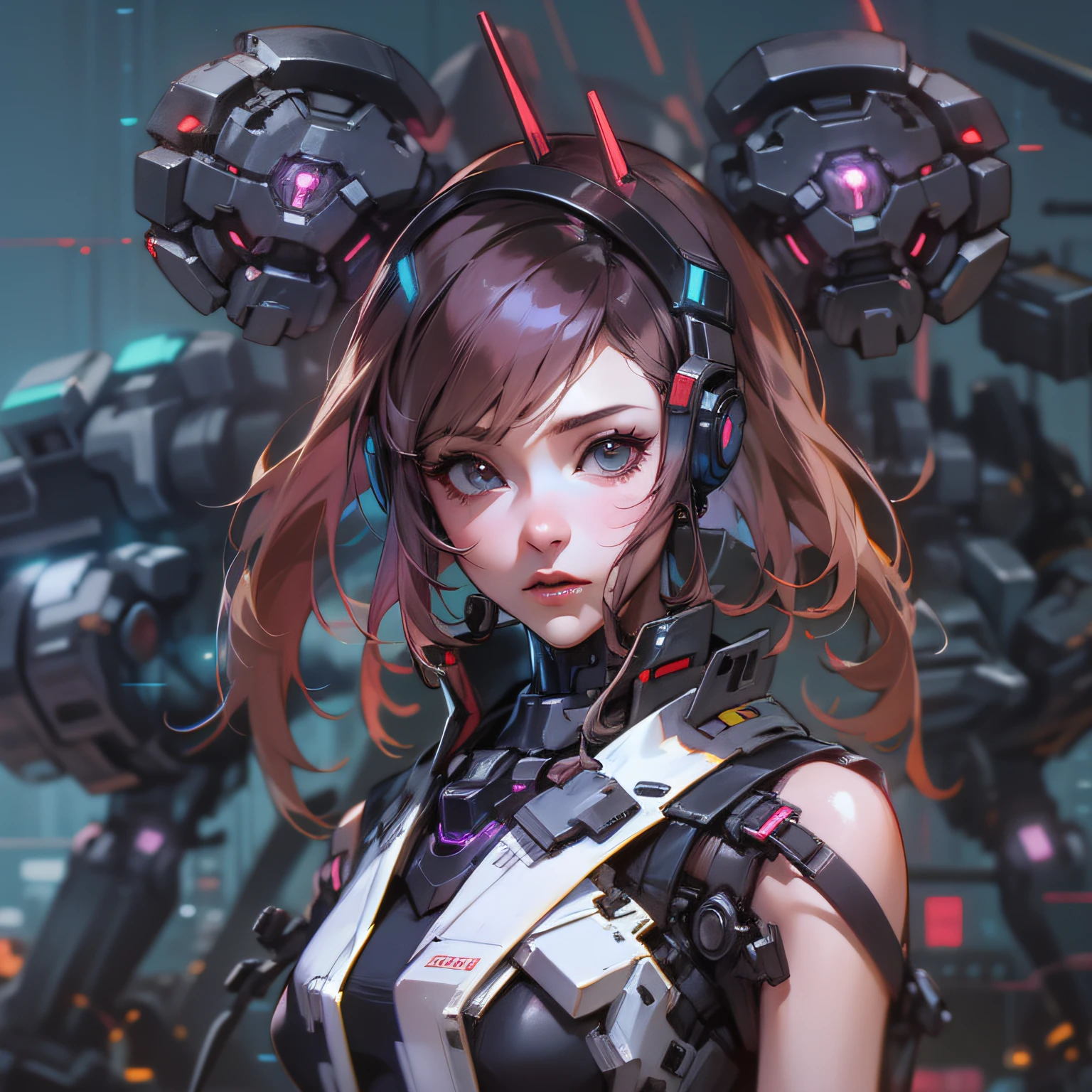 "cyber punk style,Handsome mech girl,high-definition picture quality"
