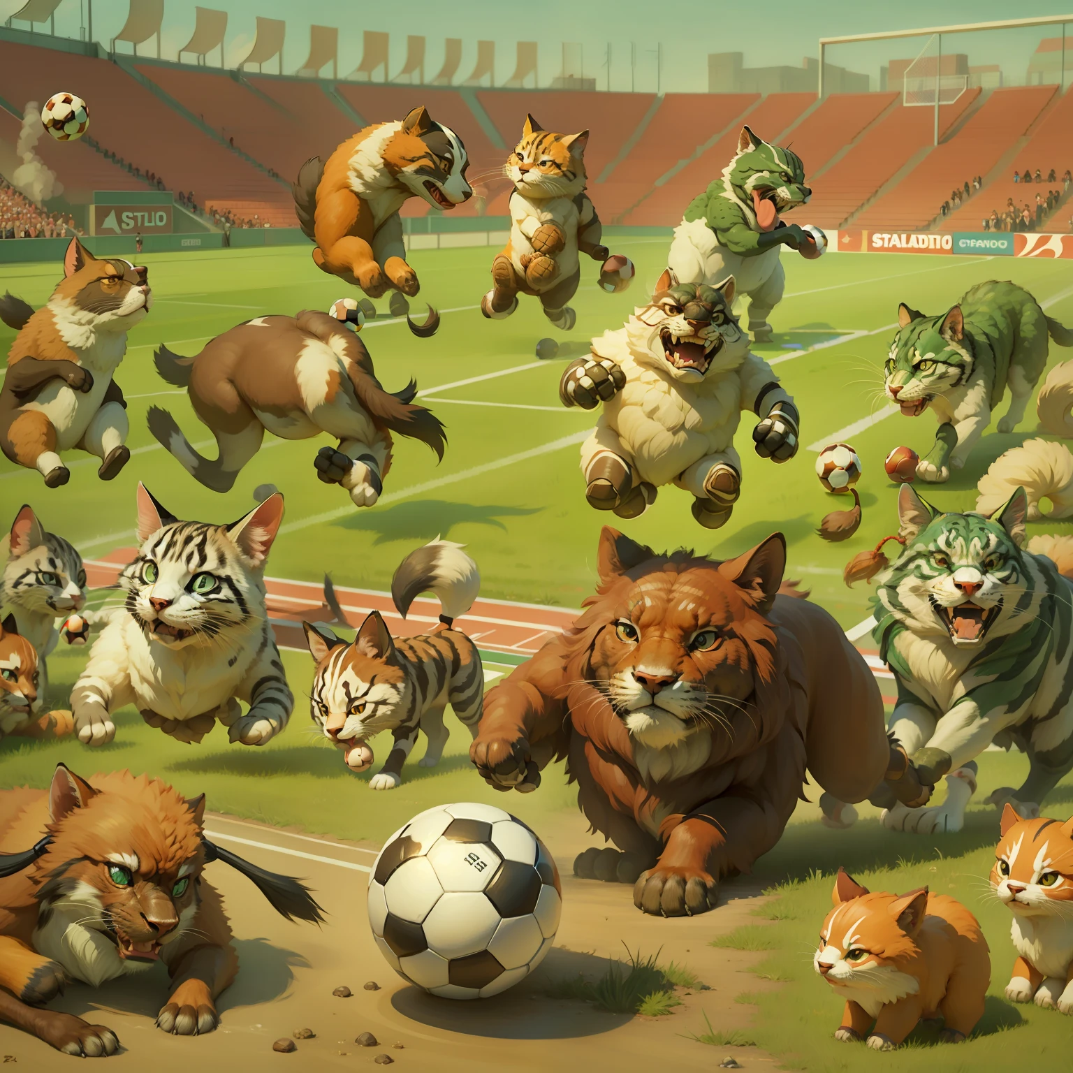 stadio, A group of animals playing football