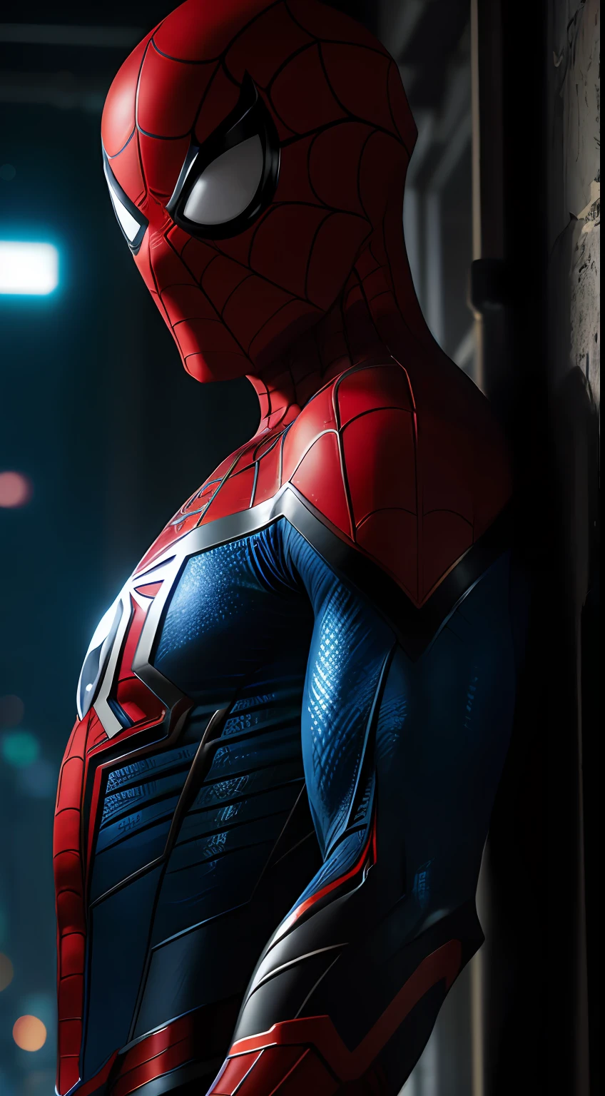 Agent Spider-Man из Marvel Comics, Perfect_Hand, (8K, RAW photo, Best Quality, Masterpiece:1.2), (Realistic, photo-realistic:1.4), (Extremely detailed CG unity 8k wallpapers),full - body, (neon lights), McHop, mechanical arms, Hanfu, Chinese Clothing, Dress, pretty face,(Dark shot:1.1), Epic Realistic,