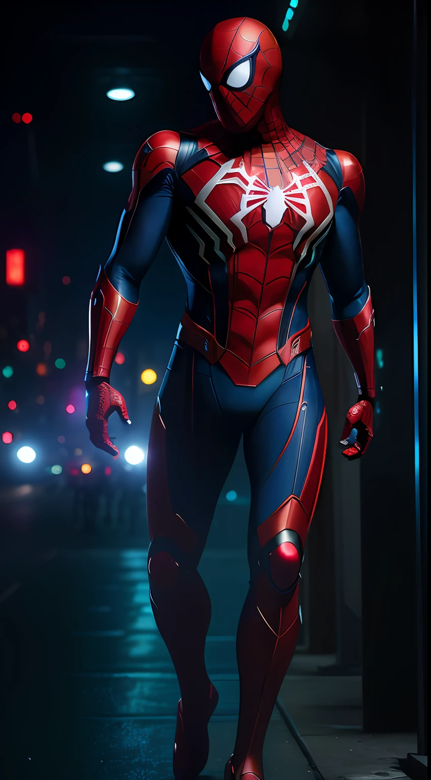 Spider-Biodroid из Marvel Comics, Perfect_Hand, (8K, RAW photo, Best Quality, Masterpiece:1.2), (Realistic, photo-realistic:1.4), (Extremely detailed CG unity 8k wallpapers),full - body, (neon lights), McHop, mechanical arms, Hanfu, Chinese Clothing, Dress, pretty face,(Dark shot:1.1), Epic Realistic,