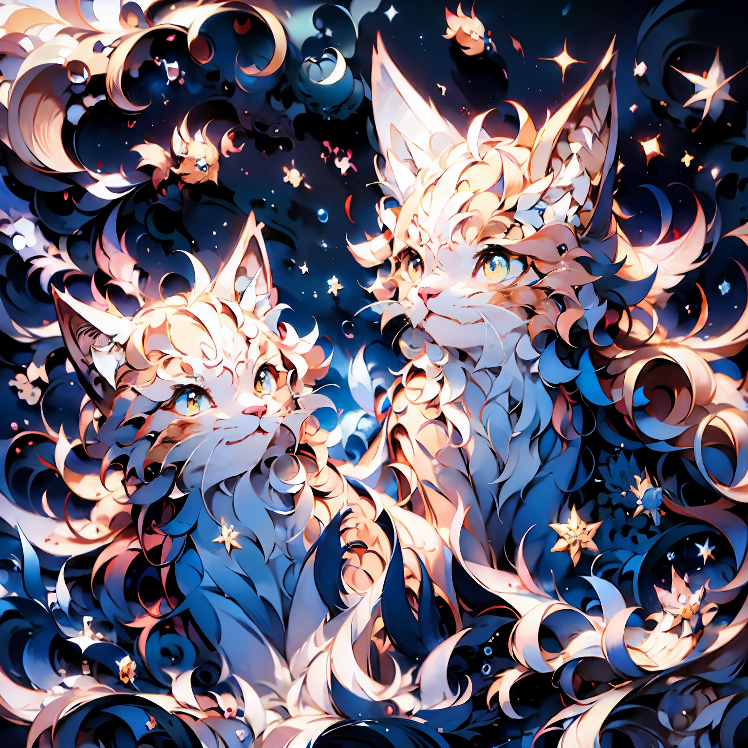 anime cat， Cute cat of anime visual， Realistic anime cats，Anime art wallpaper 4 K， Anime art wallpaper 4k， very very beautiful furry art，Beautiful visuals，k hd，tmasterpiece，without humans，The fish，Animal focus，sbeard，Buble，Eau，gold fish，Yellow eyes，airbubble，Under the water，k hd