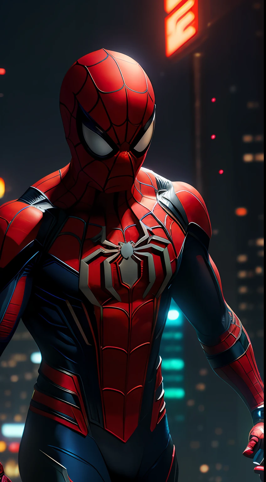 The Savage Spider-Man из Marvel Comics, Perfect_Hand, (8K, RAW photo, Best Quality, Masterpiece:1.2), (Realistic, photo-realistic:1.4), (Extremely detailed CG unity 8k wallpapers),full - body, (neon lights), McHop, mechanical arms, Hanfu, Chinese Clothing, Dress, pretty face,(Dark shot:1.1), Epic Realistic,