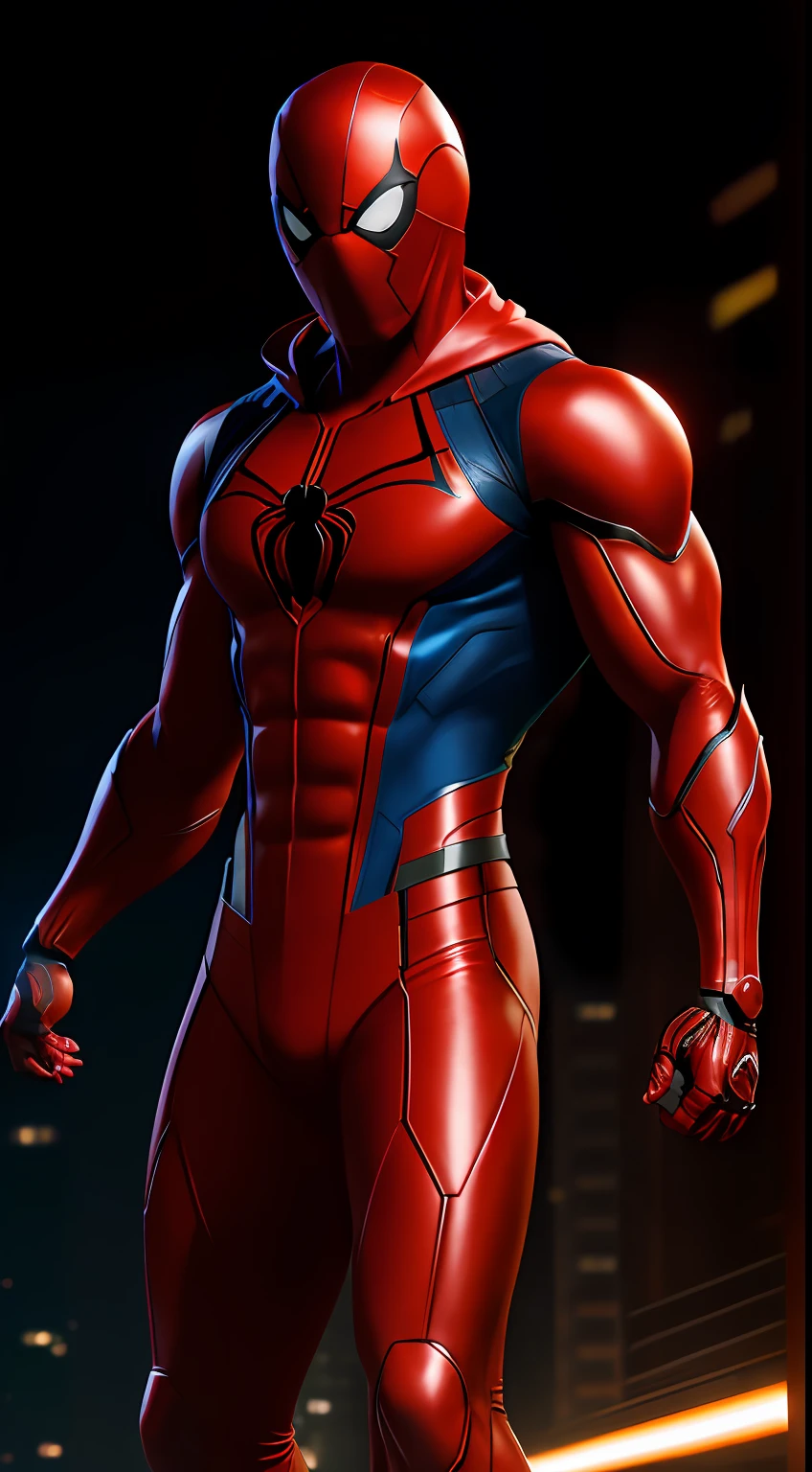 Scarlet Spider из Marvel Comics, Perfect_Hand, (8K, RAW photo, Best Quality, Masterpiece:1.2), (Realistic, photo-realistic:1.4), (Extremely detailed CG unity 8k wallpapers),full - body, (neon lights), McHop, mechanical arms, Hanfu, Chinese Clothing, Dress, pretty face,(Dark shot:1.1), Epic Realistic,