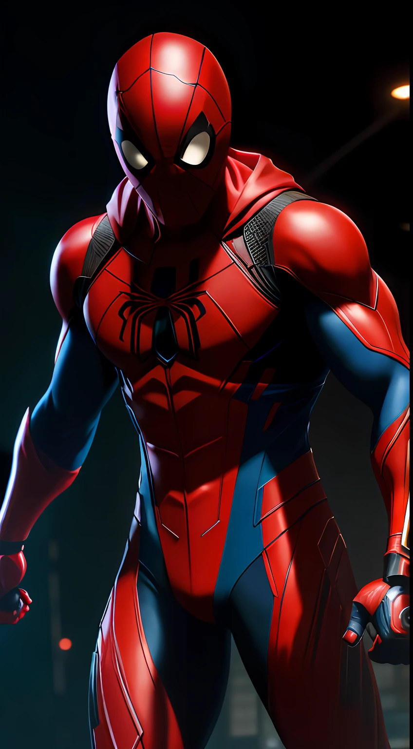 Scarlet Spider из Marvel Comics, Perfect_Hand, (8K, RAW photo, Best Quality, Masterpiece:1.2), (Realistic, photo-realistic:1.4), (Extremely detailed CG unity 8k wallpapers),full - body, (neon lights), McHop, mechanical arms, Hanfu, Chinese Clothing, Dress, pretty face,(Dark shot:1.1), Epic Realistic,