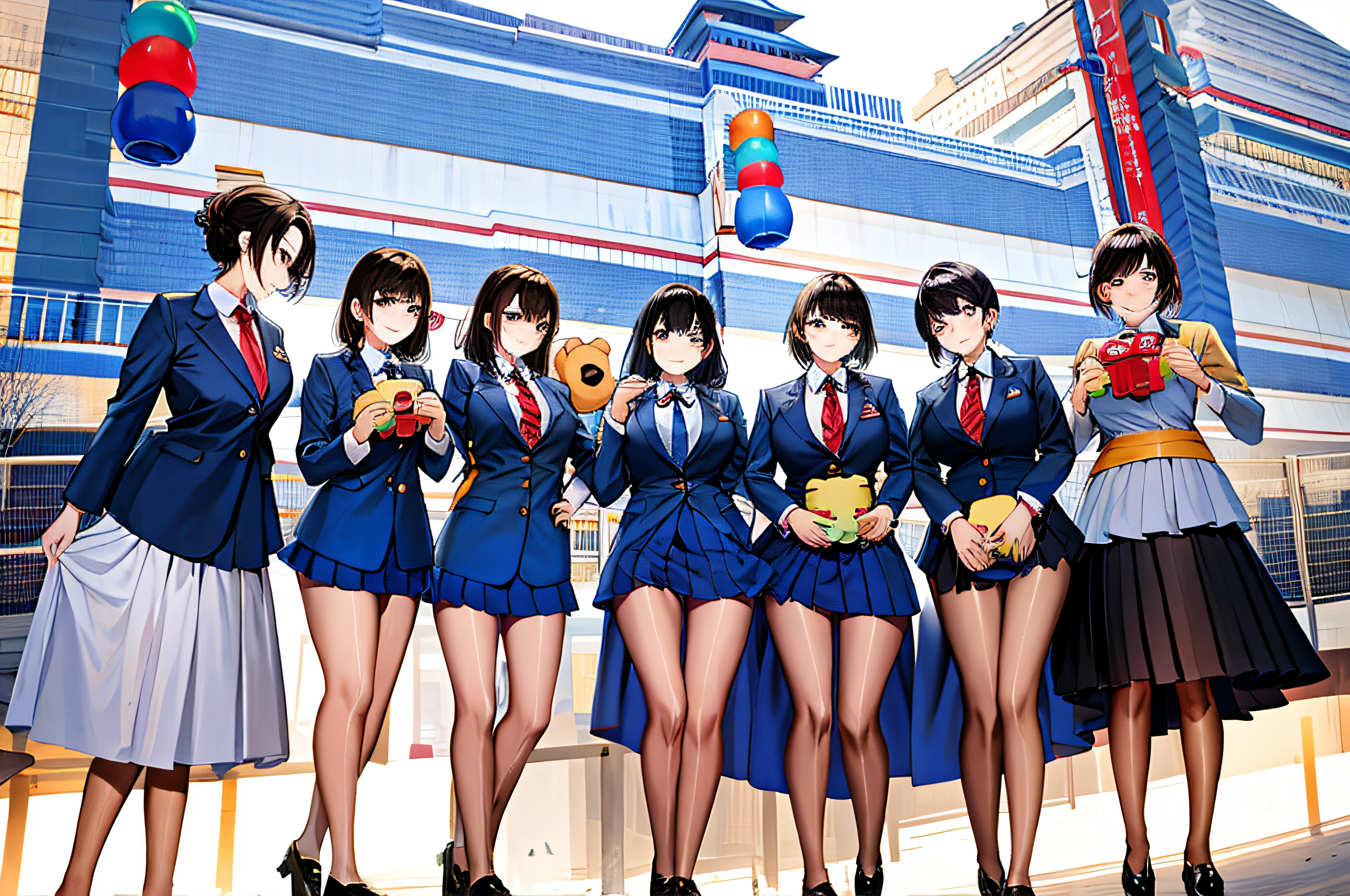 Alaphais, in school uniform, Holding a teddy bear and smiling, cheerfulness!!!, Japan High School, shining and happy atmosphere, seifuku, Cute:2, competition winning, From left, 2018, 2 0 1 8, Award-Awarded, beautiful daylight, 8K!, 2017, 2 0 1 7, photograph taken in 2 0 2 0