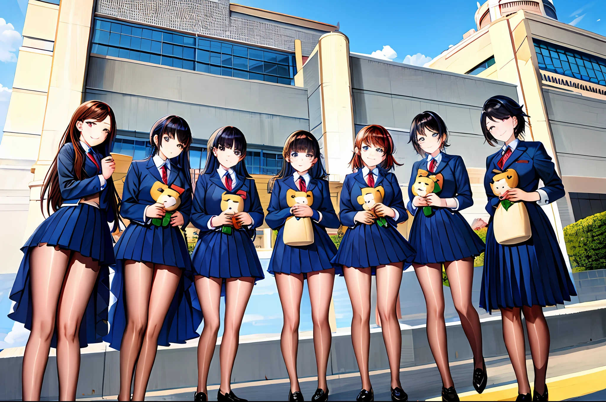 Alaphais, in school uniform, Holding a teddy bear and smiling, cheerfulness!!!, Japan High School, shining and happy atmosphere, seifuku, Cute:2, competition winning, From left, 2018, 2 0 1 8, Award-Awarded, beautiful daylight, 8K!, 2017, 2 0 1 7, photograph taken in 2 0 2 0