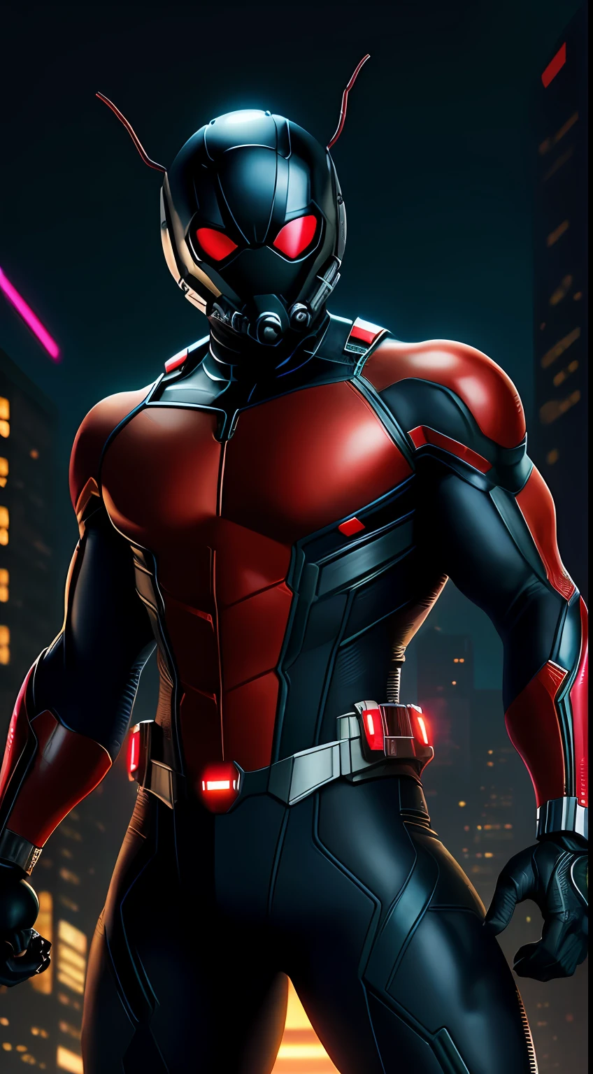 Venom Ant-Man from Marvel Comics, Perfect_Hand, (8K, RAW photo, Best Quality, Masterpiece:1.2), (Realistic, photo-realistic:1.4), (Extremely detailed CG unity 8k wallpapers),full - body, (neon lights), McHop, mechanical arms, Hanfu, Chinese Clothing, Dress, pretty face,(Dark shot:1.1), Epic Realistic,