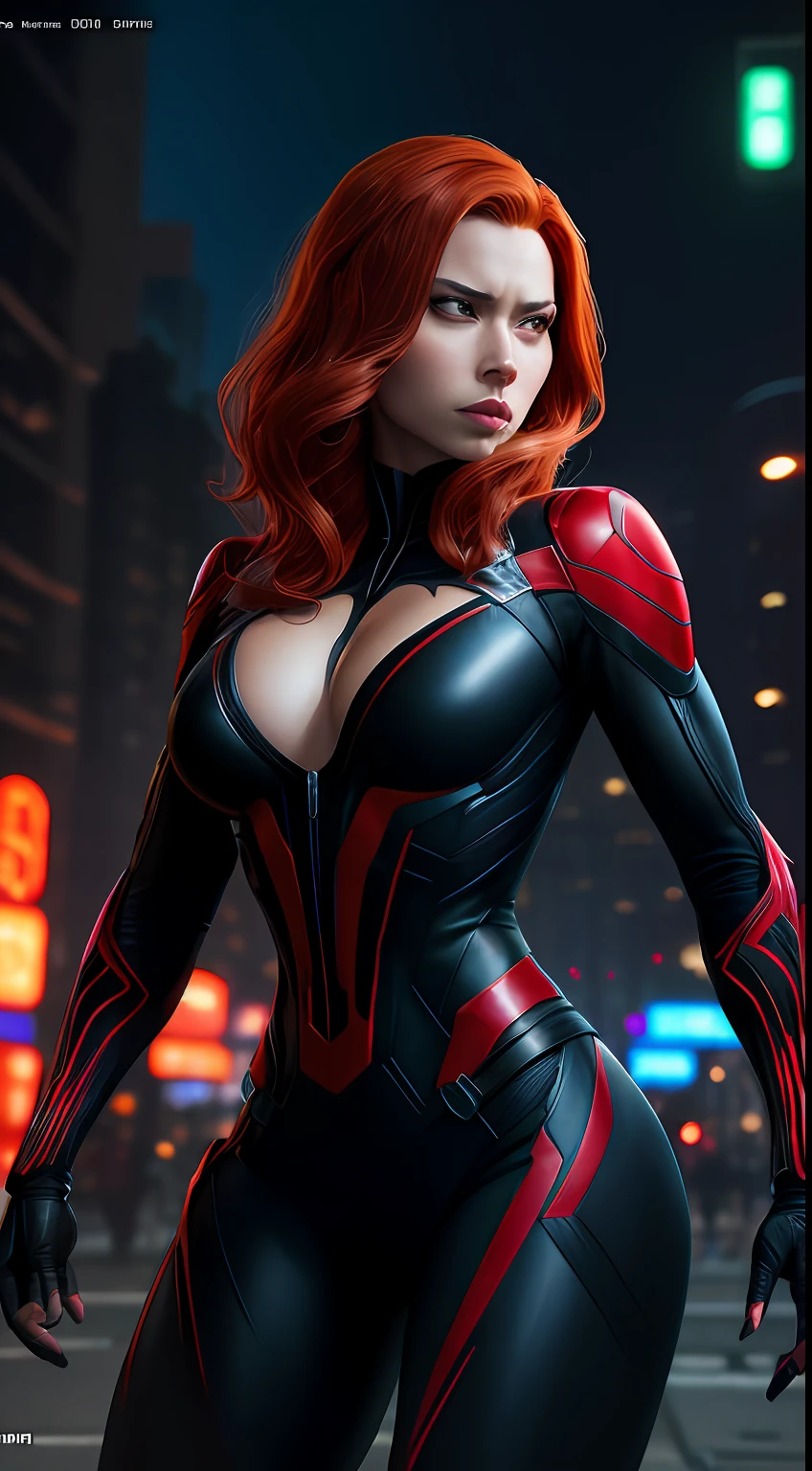 Venom Black Widow from Marvel Comics, Perfect_Hand, (8K, RAW photo, Best Quality, Masterpiece:1.2), (Realistic, photo-realistic:1.4), (Extremely detailed CG unity 8k wallpapers),full - body, (neon lights), McHop, mechanical arms, Hanfu, Chinese Clothing, Dress, pretty face,(Dark shot:1.1), Epic Realistic,