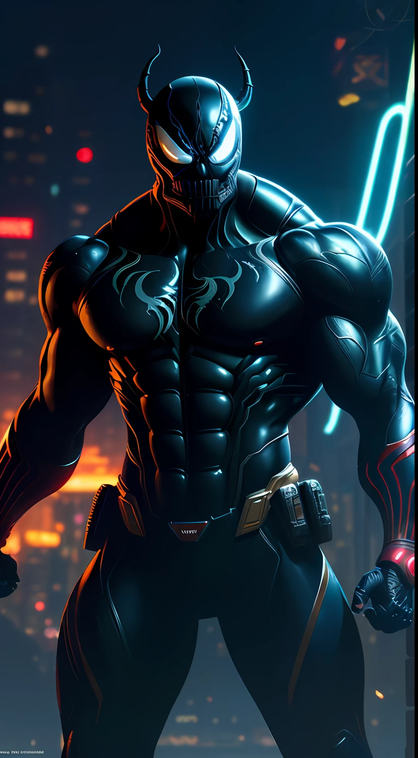 Venom Халк из Marvel Comics, Perfect_Hand, (8K, RAW photo, Best Quality, Masterpiece:1.2), (Realistic, photo-realistic:1.4), (Extremely detailed CG unity 8k wallpapers),full - body, (neon lights), McHop, mechanical arms, Hanfu, Chinese Clothing, Dress, pretty face,(Dark shot:1.1), Epic Realistic,