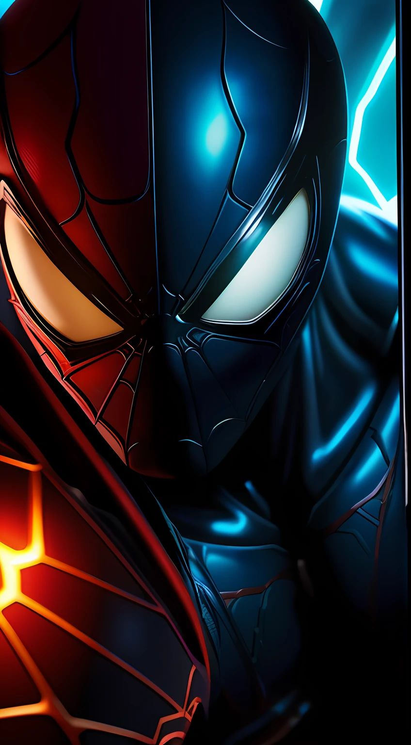 Venom Spider-Man from Marvel Comics, Perfect_Hand, (8K, RAW photo, Best Quality, Masterpiece:1.2), (Realistic, photo-realistic:1.4), (Extremely detailed CG unity 8k wallpapers),full - body, (neon lights), McHop, mechanical arms, Hanfu, Chinese Clothing, Dress, pretty face,(Dark shot:1.1), Epic Realistic,