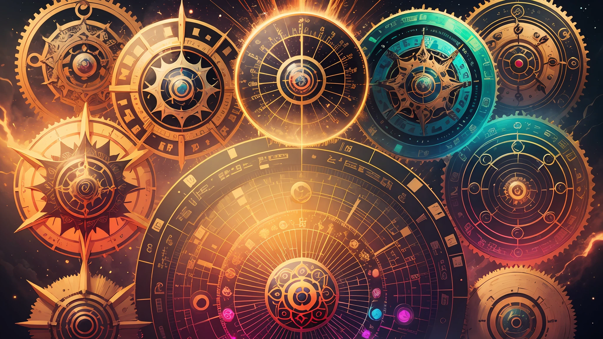 Cosmo energy background, levels of chakra in Horizontal alignment, high definition --auto --s2