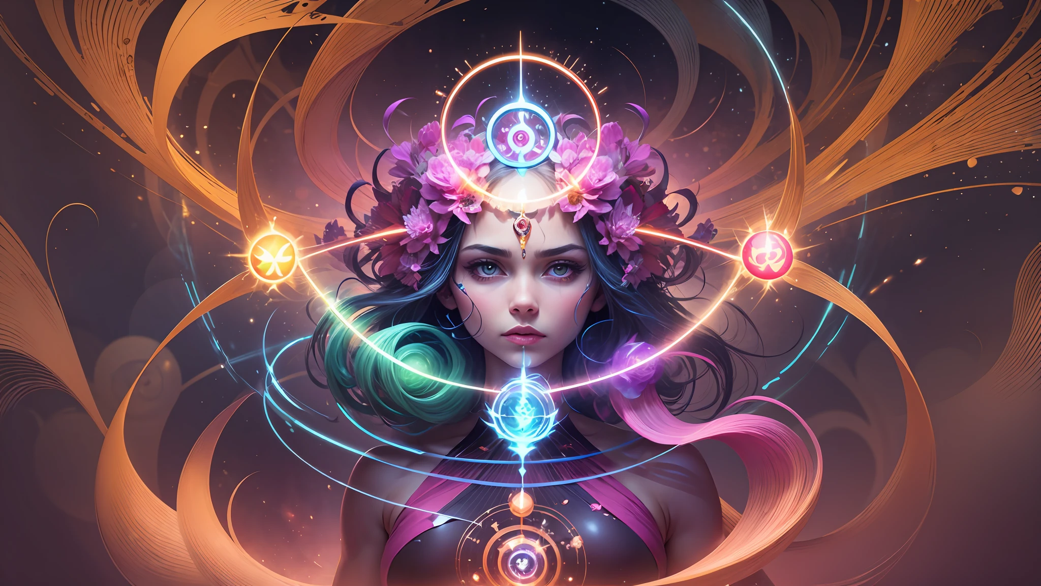Cosmo energy background, levels of chakra in Horizontal alignment, high definition --auto --s2