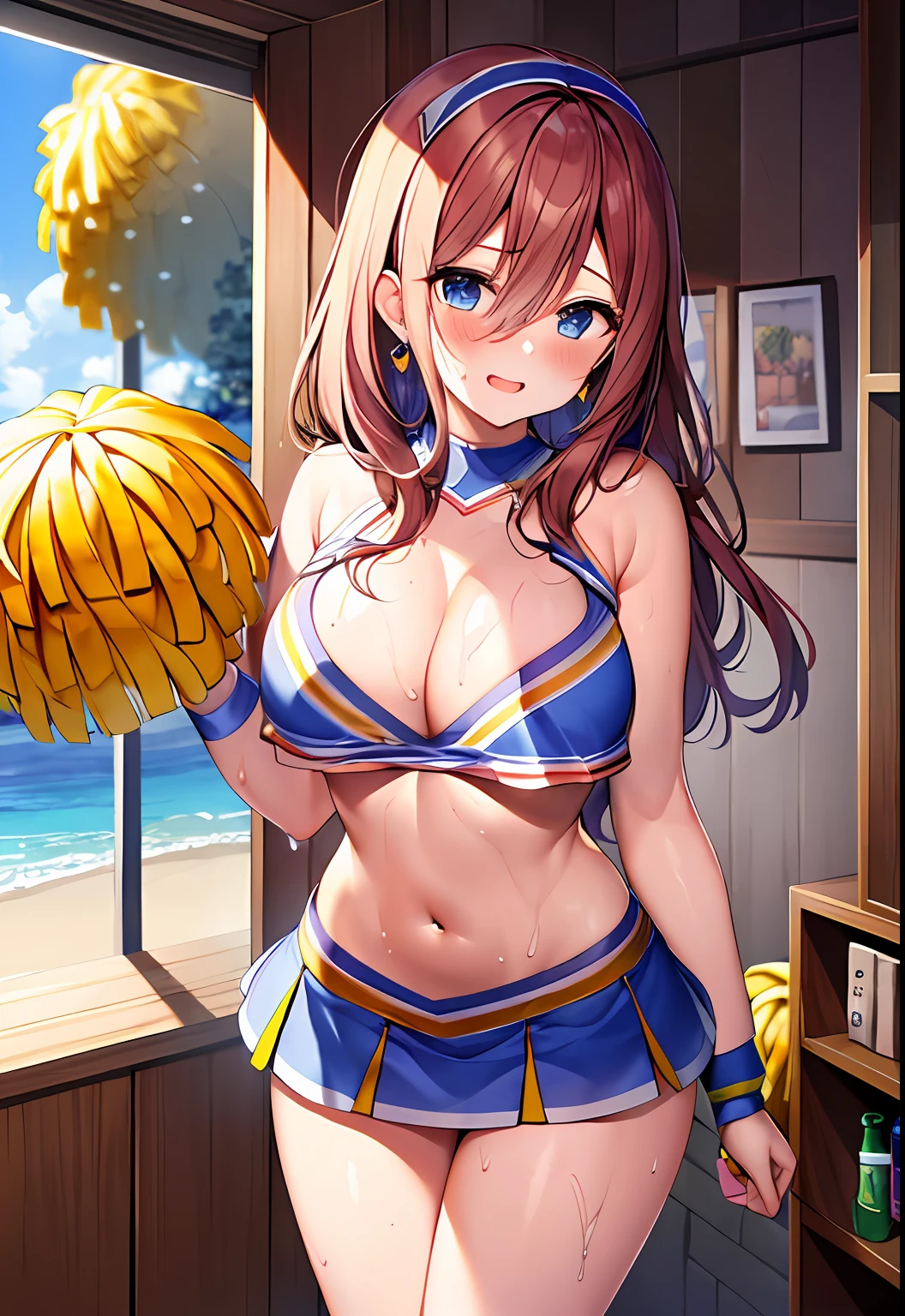 top-quality、Highly detailed anime super detail、​masterpiece、tre anatomically correct、Detailed hand、(Mother 1.6)、8K、I love my tides、sexual excitement、Upper line、huge-breasted、thighs thighs thighs thighs、Sweat profusely、Stuffiness、Foreplay、Smiling face、Kiss Face、(Best Cheerleaders:1.6)、I love you moisturize the skin、(Drenched body:1.3)、Detail Eye、NSFW、Tied up、erotick、jaket、Glossy lotion on the head、Machia Leader、Best Earrings、cum on、Stuffiness、Valley of Charm、Panties、Sexual organics、Lustrous hair、hairarmpits、hair on the crotch、Pink light、Best Beach Houses、lotion、Change of clothes、teats see through、(nursing、中出しをする:1.2)、During squats、masturbation、Streaks in the crotch、The whole body is reflected