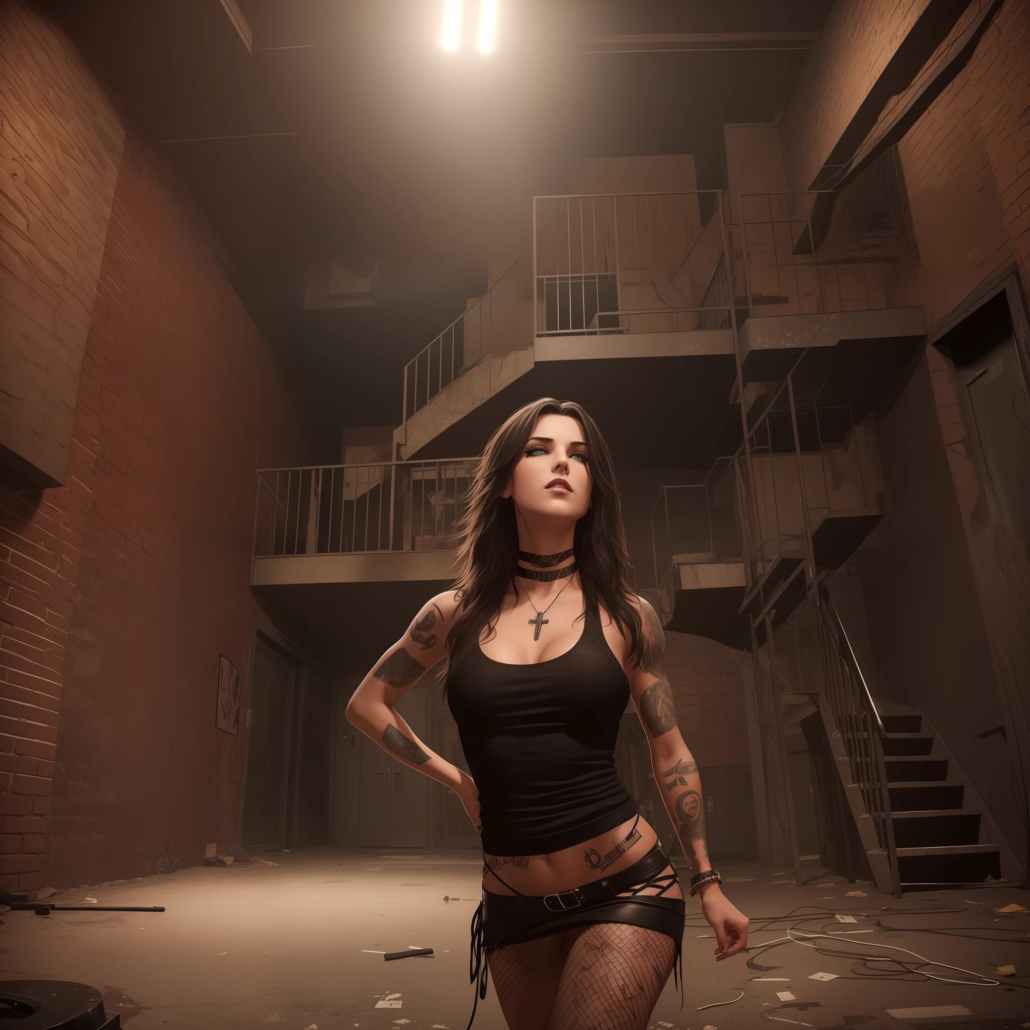 The nightclub was situated in a grimy basement, hidden in the underbelly of the city. A faded sign hung above a door leading down a graffiti-covered stairwell. The thundering pulse of metal music could be heard even from the street.
Inside, the place was dim and filled with churning bodies. A local metal band was on stage, the guitarist violently shredding through a solo. Strobe lights flashed chaotically over the sea of black t-shirts and leather. The air was thick with the smells of booze, cigarettes, and sweat.
At the bar, Tom was knocking back shots of whiskey, his long hair falling over his face. His sleeves were ripped off his t-shirt, revealing muscular, tattooed arms. An inverted cross hung around his neck.
Across the pit, he spotted her. A mane of wild dyed hair whipped around her head as she aggressively moshed to the music. Her lithe body was poured into a black miniskirt and fishnets. Dark eye makeup accentuated her icy stare.
As she came off the dance floor, Tom sauntered over. He placed a hand on the wall behind her, leaning in close to be heard over the music. “What’s new, pussycat?” he growled. She raised a pierced eyebrow, her blood-red lips turning up in a smirk. The night had only just begun.