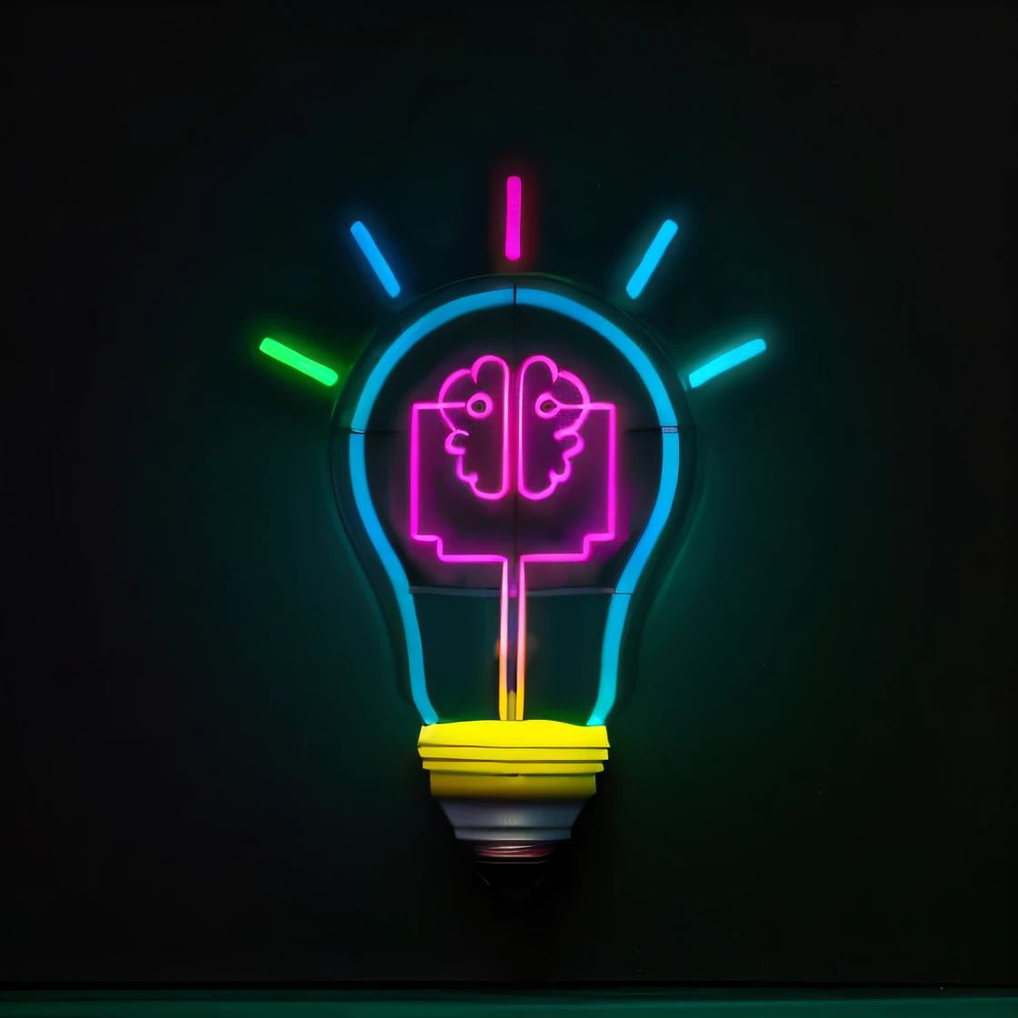 a close up of a light bulb with a brain inside, arco cerebral, ideias coloridas, luz colorida, bulb, luz colorida, Brilhando com luz colorida, feito de luz neon, luz colorida, neons coloridos, neon lamp, electric brainstorm, luz dentro dele, Esclarecedor, luz de cor, Neon Ligh, RGB, color lighting