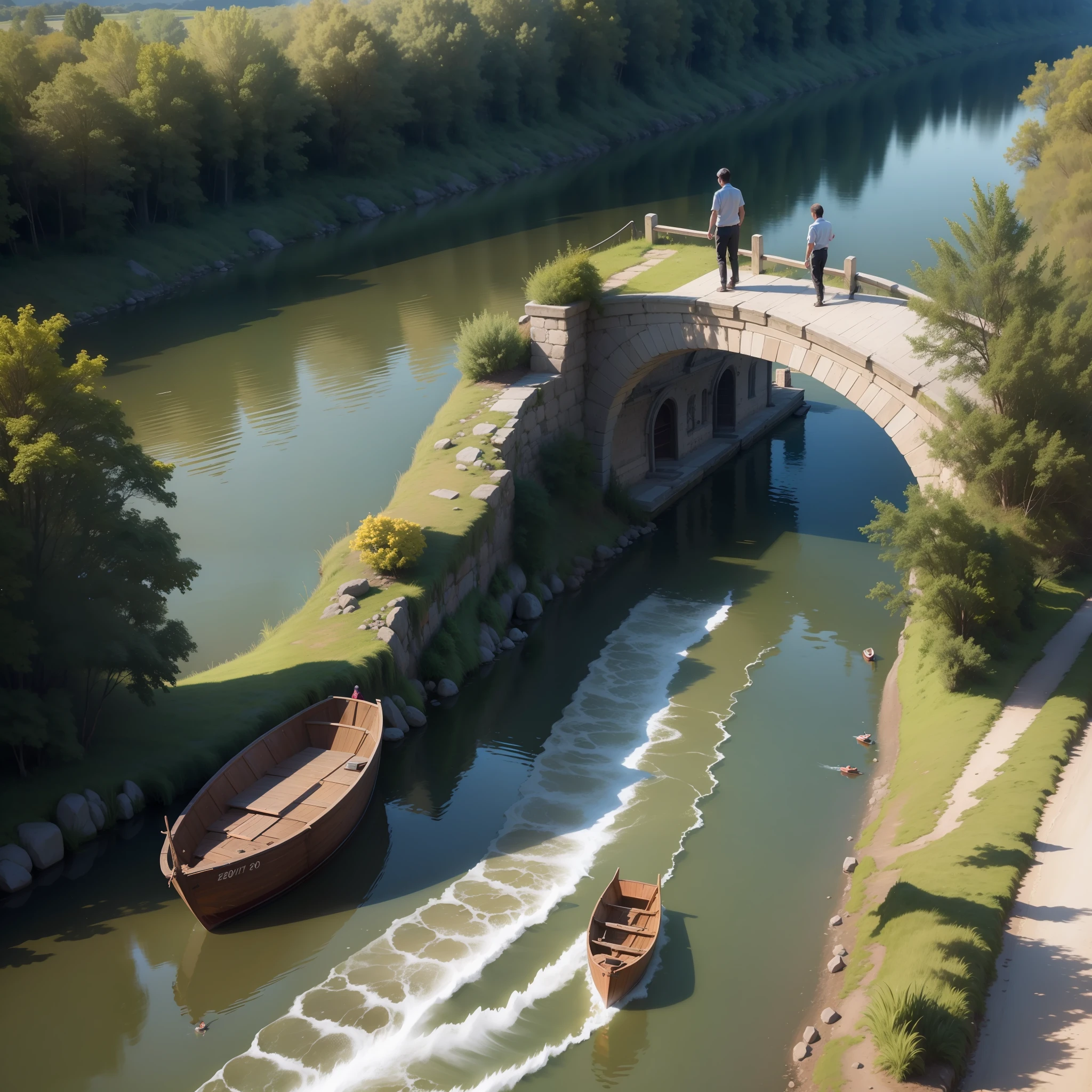 Two brothers were walking on the edge of a river when they noticed a small empty boat floating downstream.