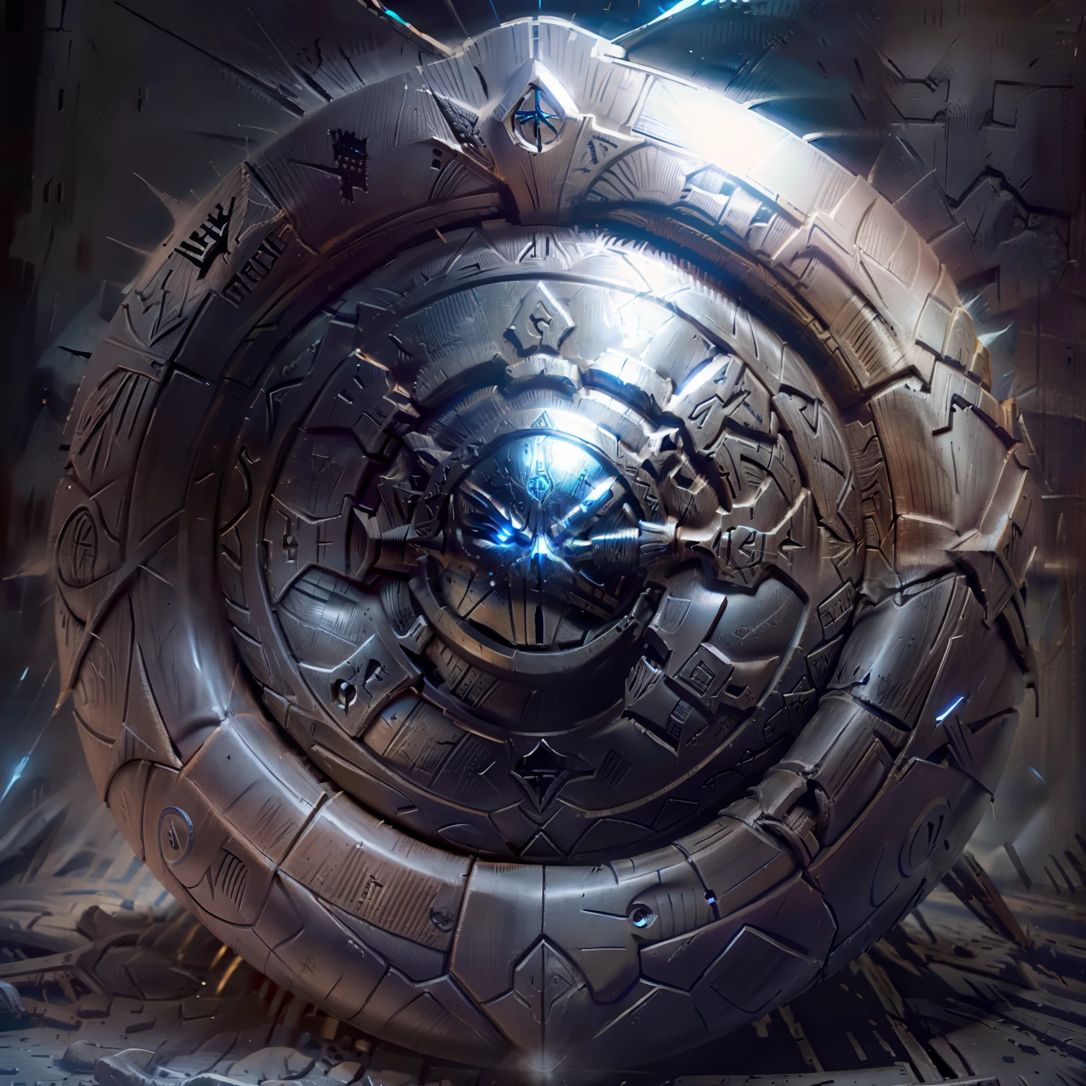 Criar um escudo de guerra, preto, circunstanciado, ultra realistic, com a frase, who is like GOD.