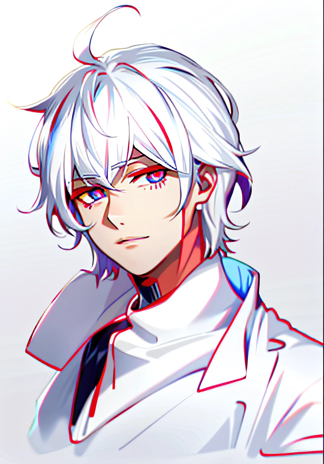 Red-blue eyeballs,White hair