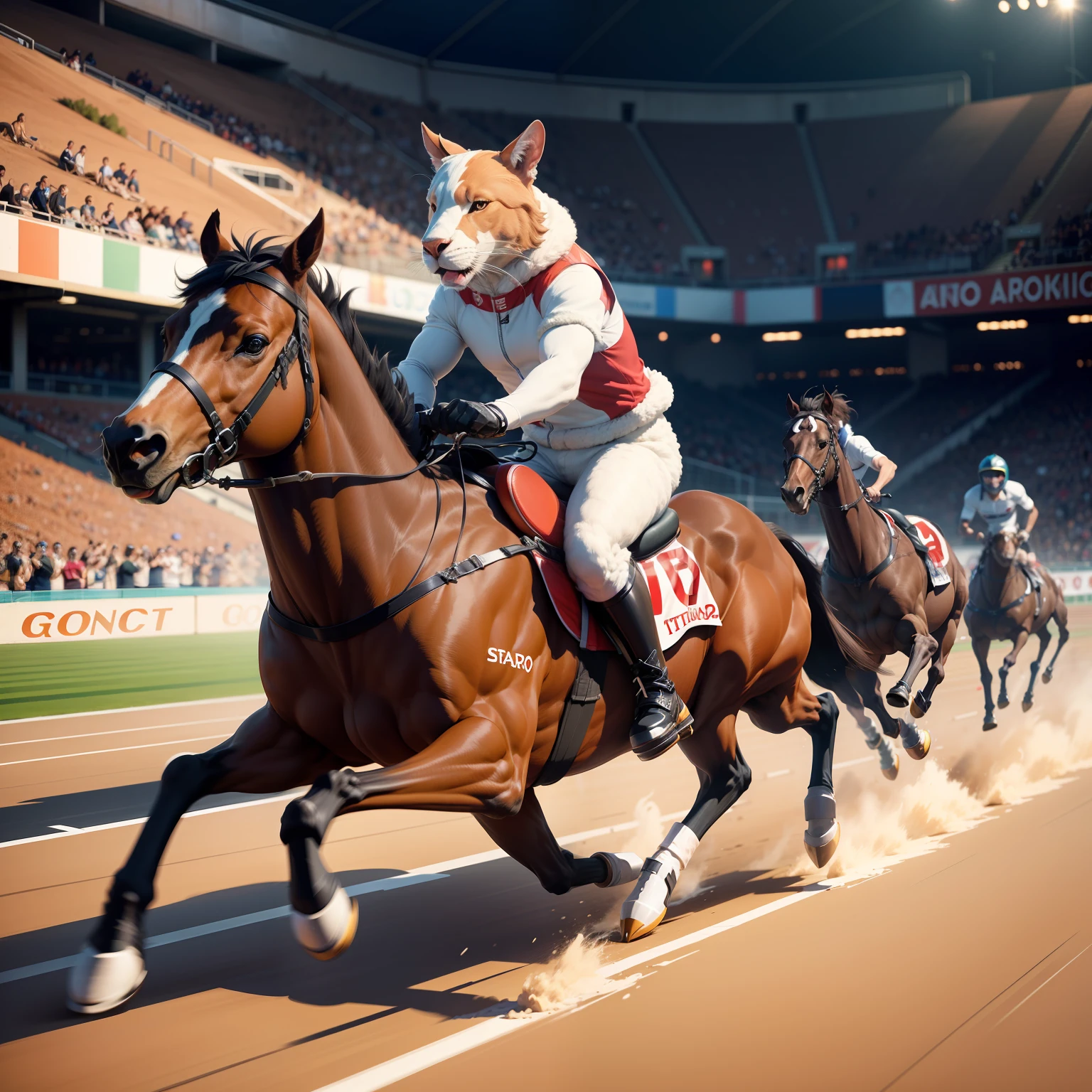 stadio, A group of animals are racing