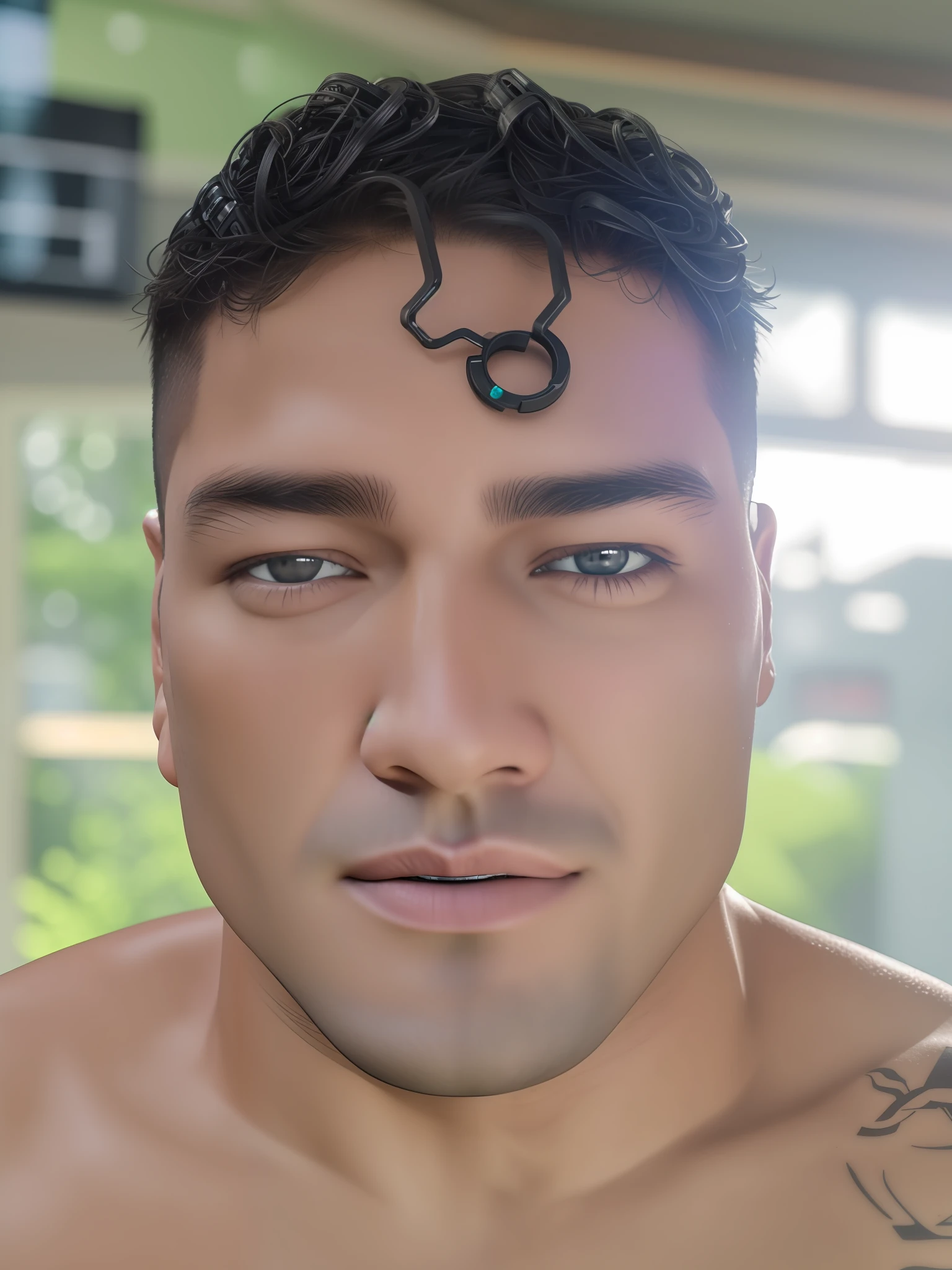 Cyberpunk, realistic Looking at the jiujitsu camera