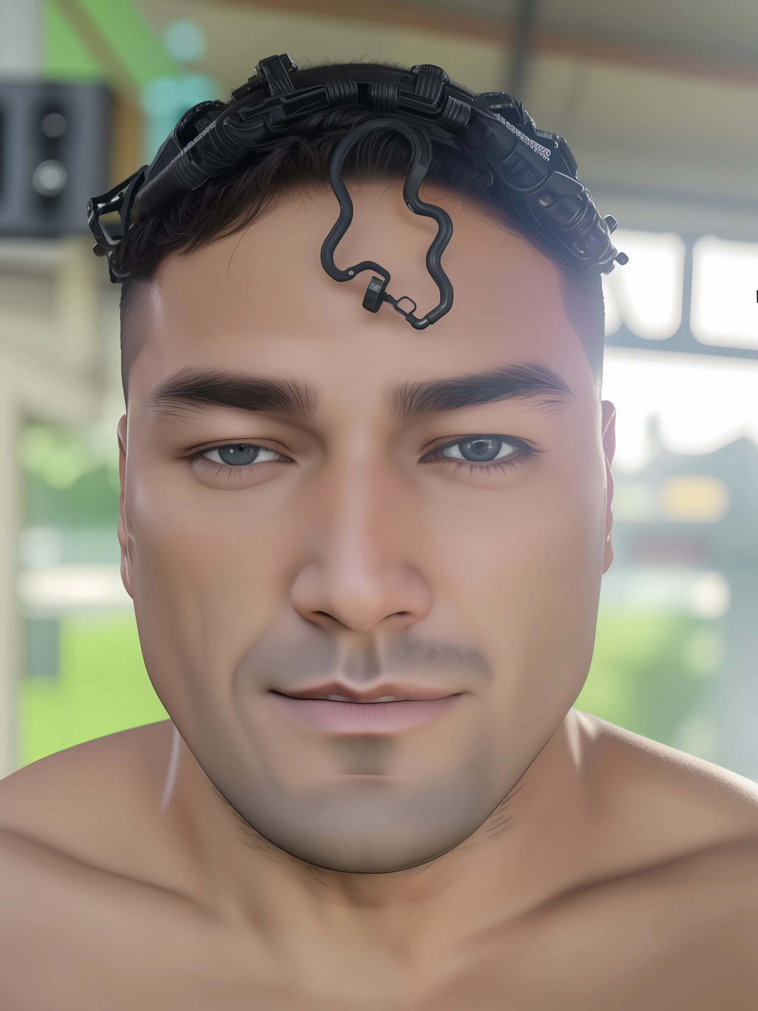 Cyberpunk, realistic Looking at the jiujitsu camera