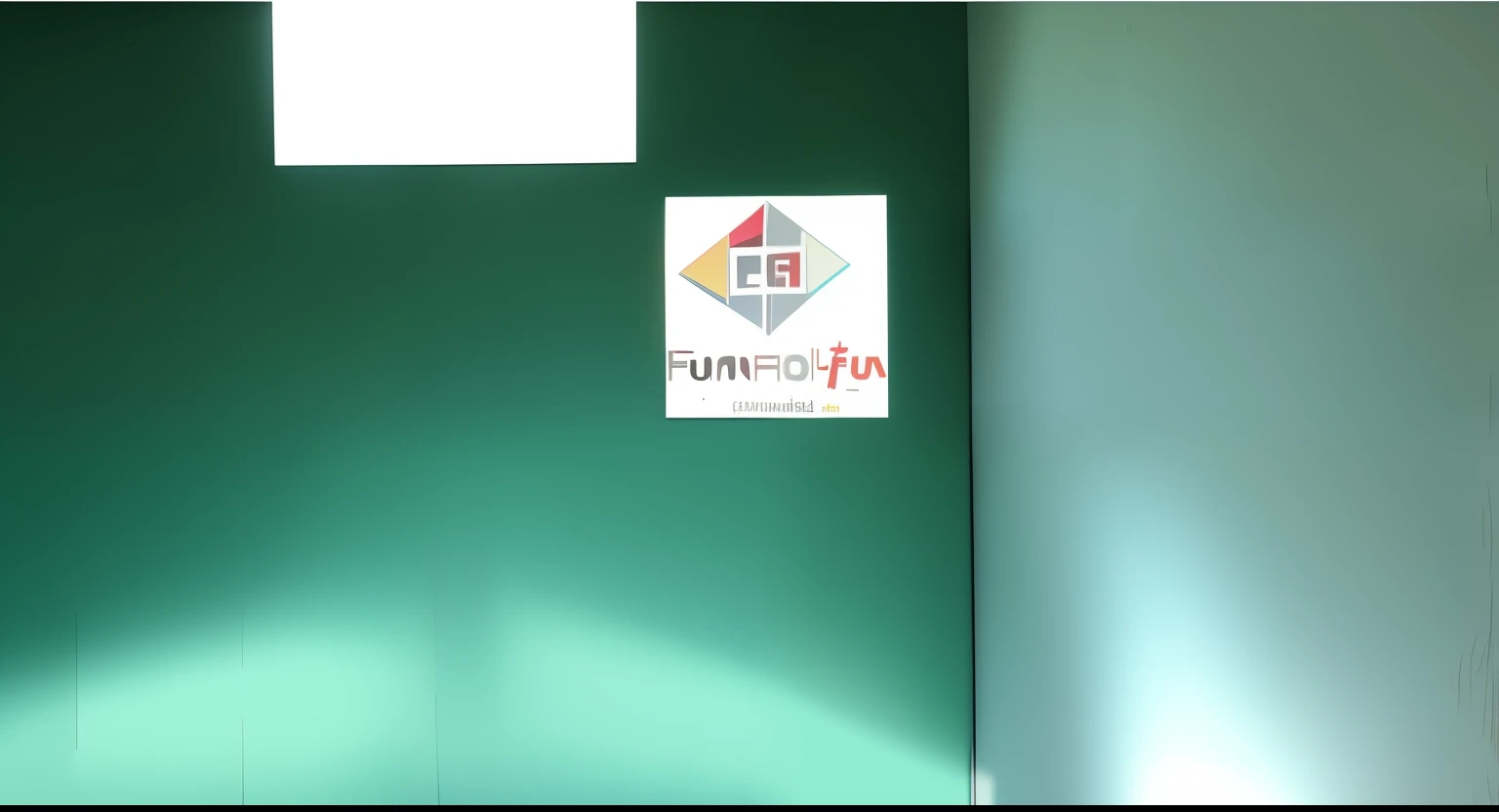 sala de trabalho com quadro de fundo, mais a logo