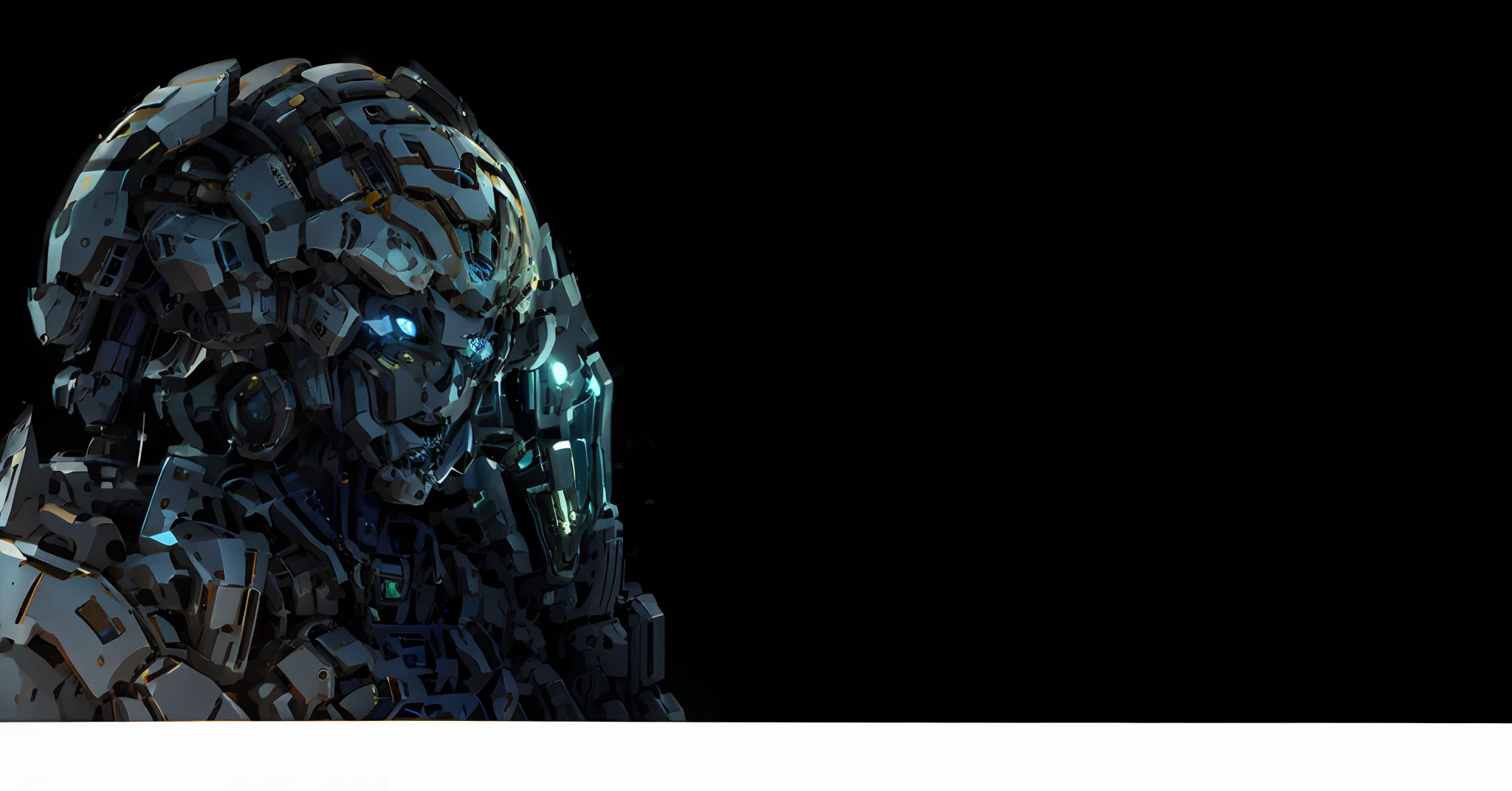 Close-up of green helmet, epic sci-fi character art, epic scifi character art, StarCraft 2 video game characters, nvidia promotional image, profile shot, doom eternal concept art, Unreal 5. RPG portrait, detailed portrait of a cyborg, epic scifi character art, cyborg man portrait, Creature - Mecha face, Glowing Eyes in Helmet