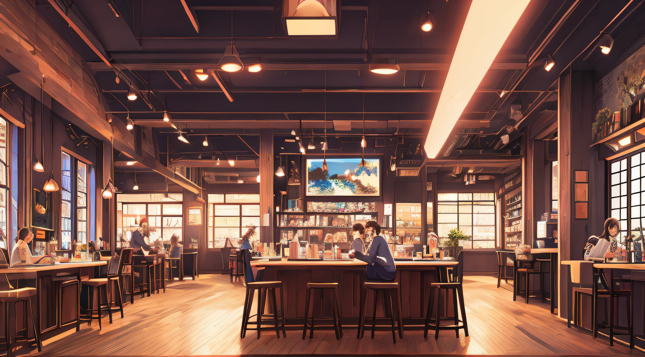 (masterpiece), (best illustration), (no humans), anime background, coffee shop, ring lighting , rim lighting,(extremely detailed CG unity 8k wallpaper),(masterpiece), (best quality), (ultra-detailed), (best illustration),(best shadow),perfect lighting , perfect anatomy , vivid colors, BgAniDusk