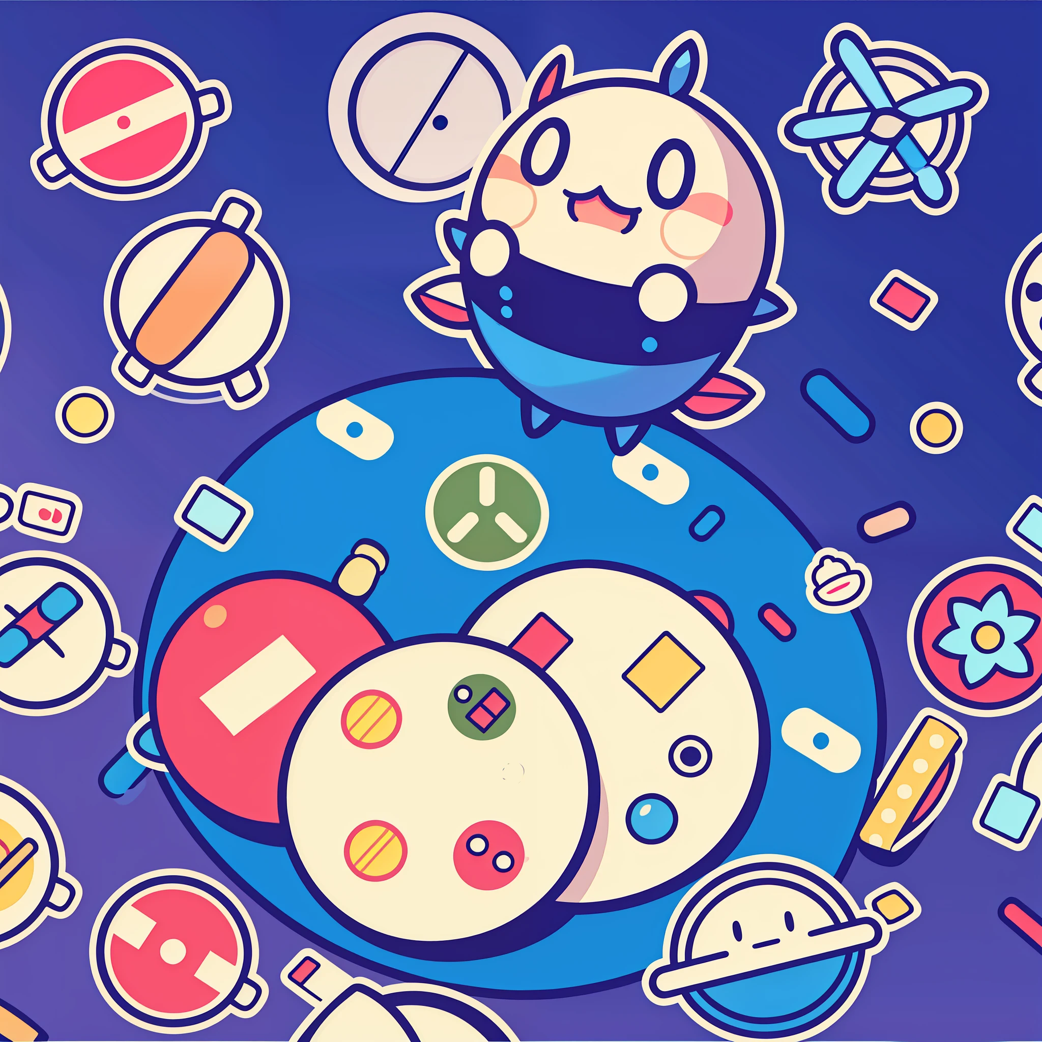 a sticker, Round stickers, cartoon, Disaster prevention,