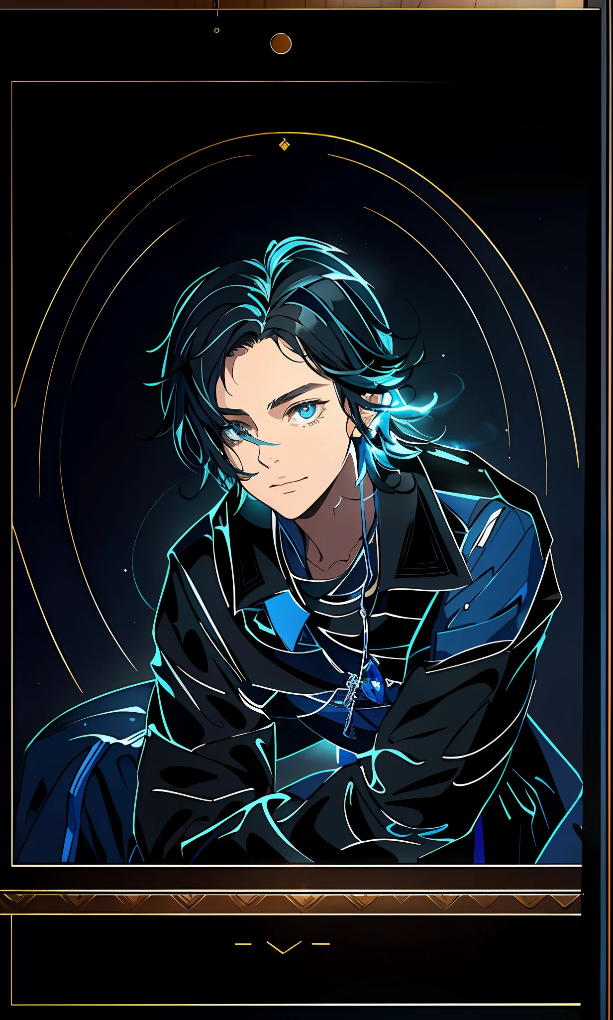 masterpiece,best quality,(1boy),(Short black hair, wearing blue clothes, exquisite clothing),beautiful detailed face,beautiful detailed clavicle,finely detail,refined rendering,beautiful detailed eyes,extremely detailed CG unity
8k wallpaper,Ultra-detailed, very precise detailed,best quality,Amazing, exquisite details, animated cg, superb lighting, best lighting, extremely delicate and beautiful, amazing,illustration
