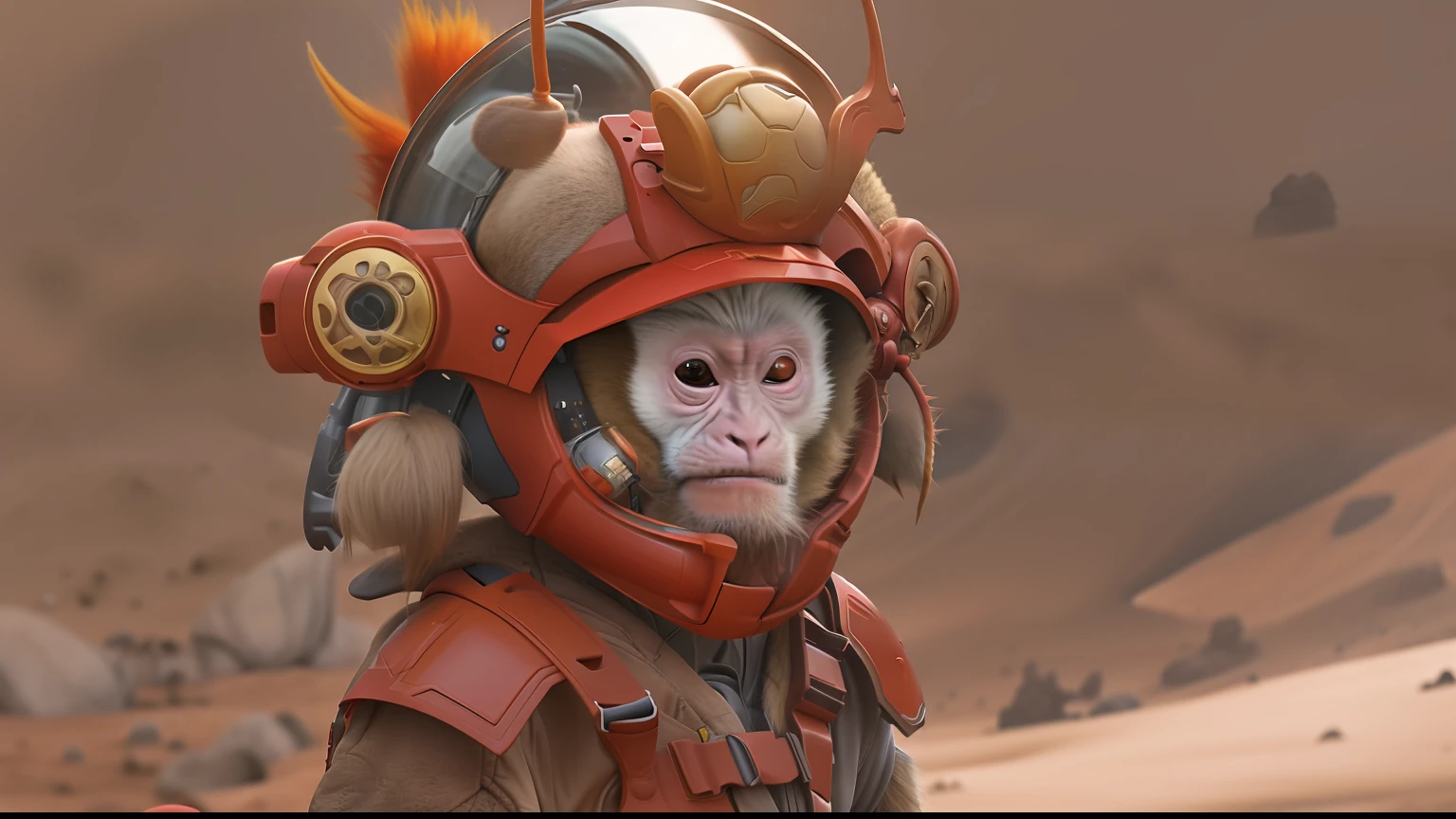 The Monkey King wears mechanical armor on the surface of Mars