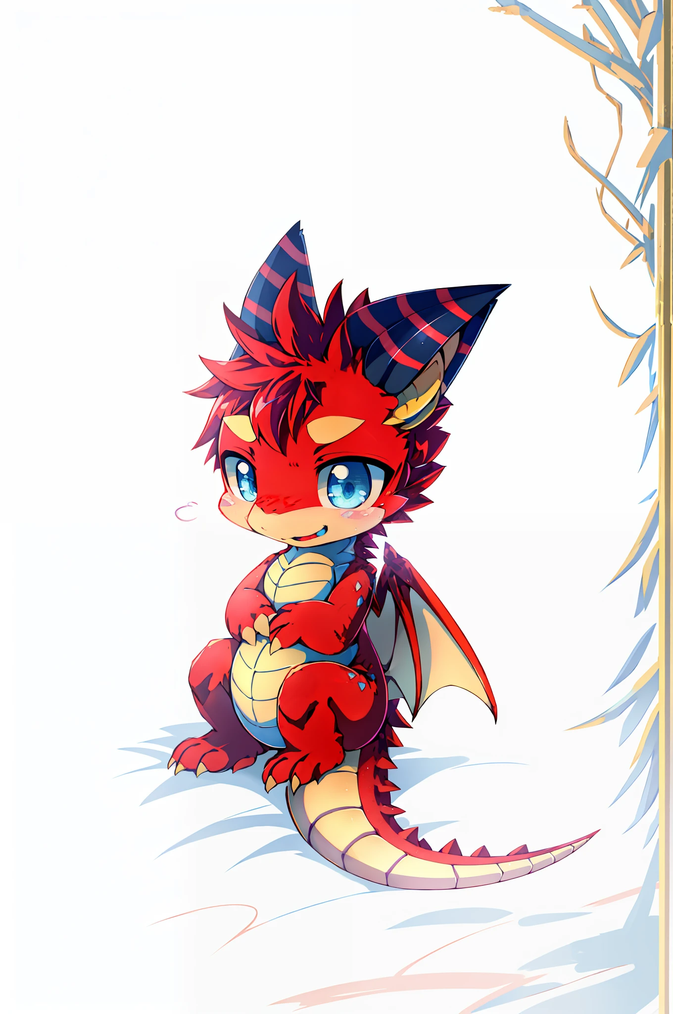 (1 Western Dragon),wings open,eBlue eyes,tchibi, Sora as a dragon anime,cute little dragon,Cartoon Cute, ((Red)) ,(Scales all over the body),style of cute pokemon,tmasterpiece, best qualtiy, Ultra high quality, absurd details, The best light, The best shadow, sharp, Sharp images, A detailed, The is very detailed, A high resolution, 8k, 4k, UHD, Ray traching, (beautiful effects), (Detailed dragons), (No deformed body)