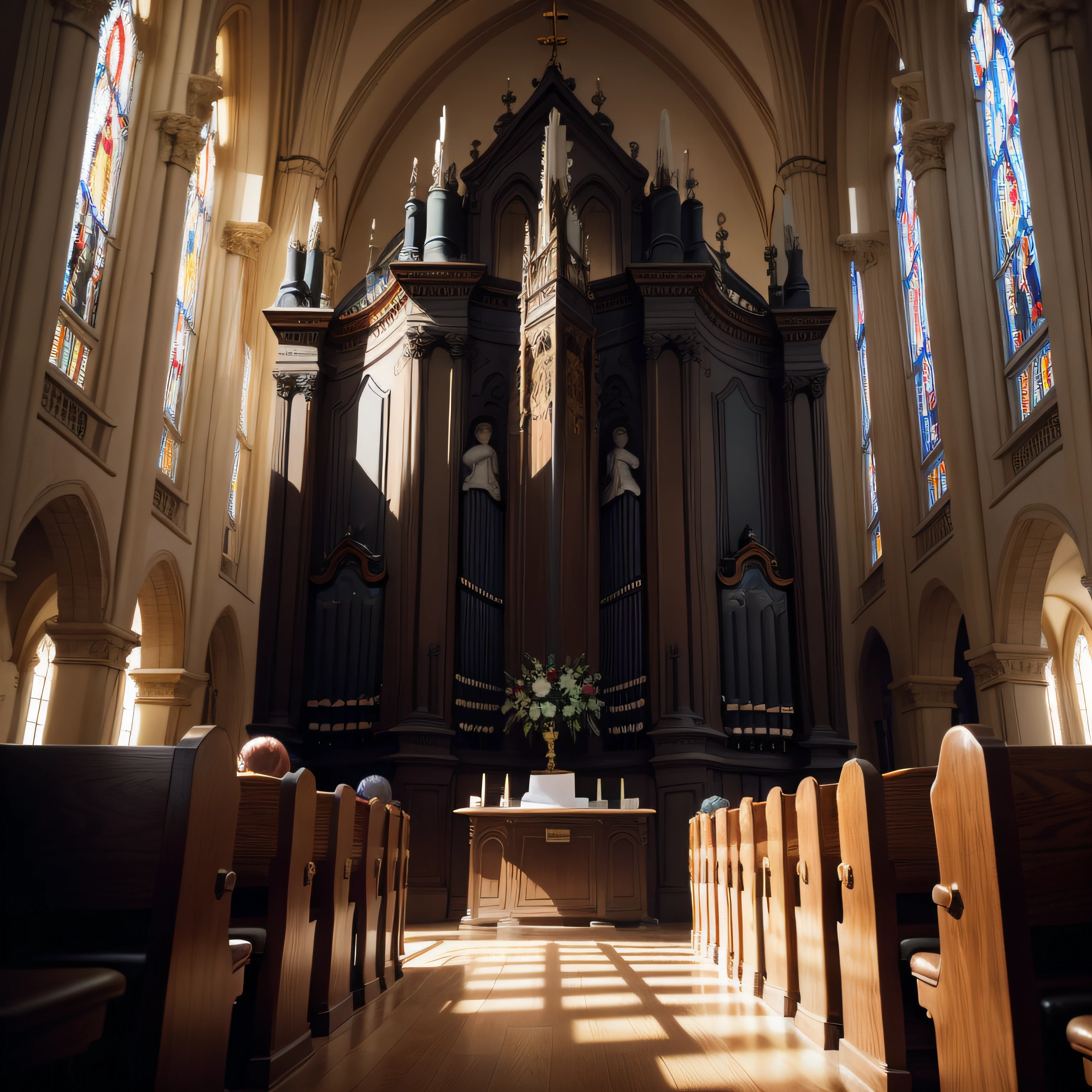 Church with pipe organ　People are unmanned