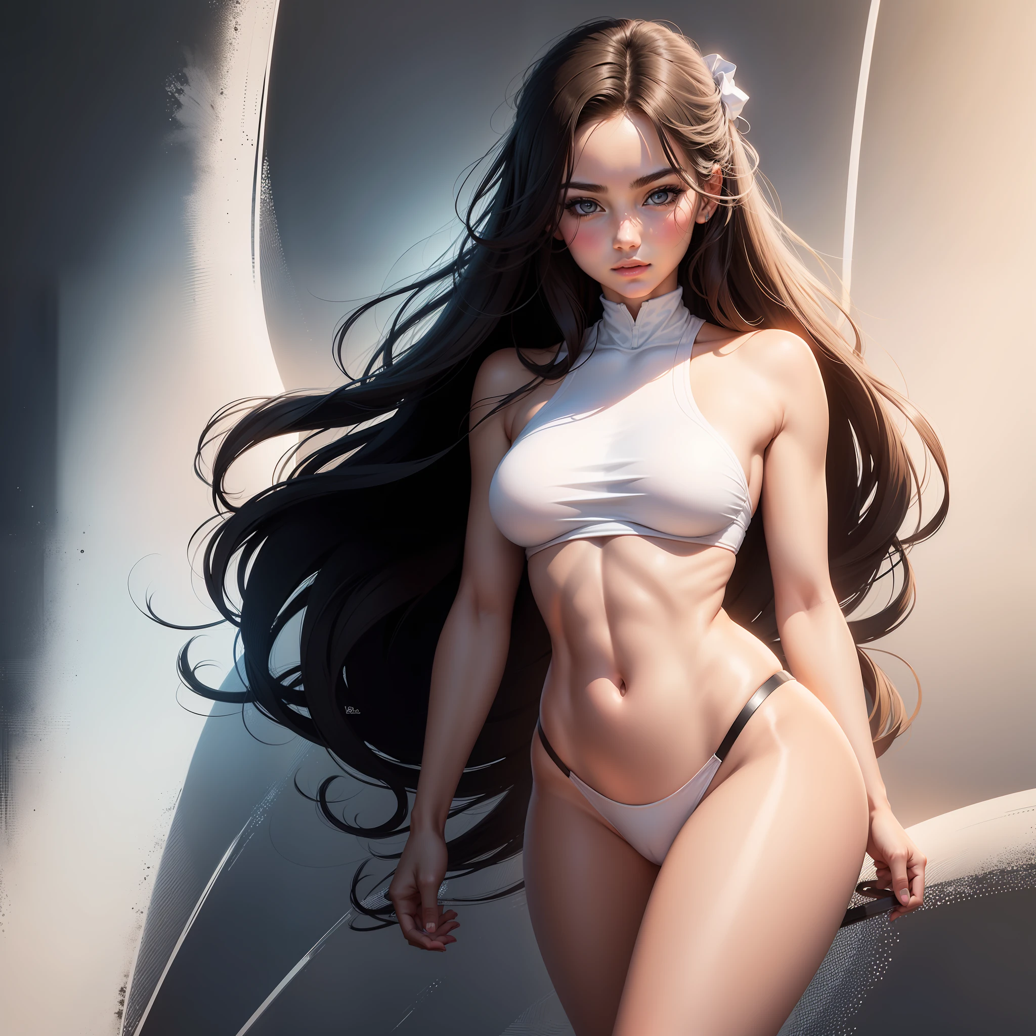 Draw the face of a beautiful 20 year old girl with a perfect body in a perfect curve vector line. White background.