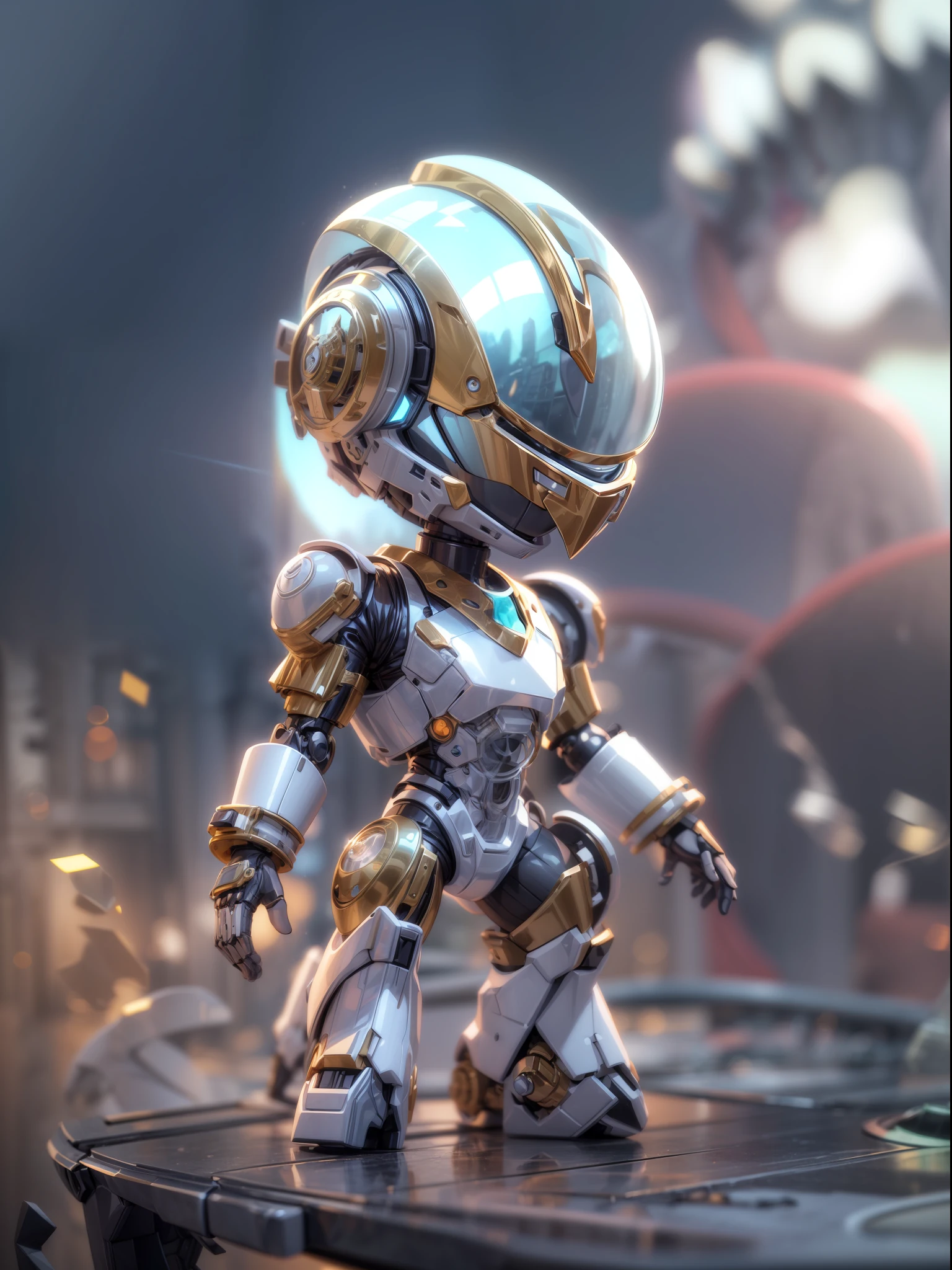 (blind box toy style:1.2), (Full Body Shot) , 1 Transparent cute boy, Metal mecha, Exquisite Helmet:1.2, Steampunk, Dreamy Glow, clean, white background, ( Global illumination, raytracing, HDR, unreal render,reasonable design, high detailed, masterpiece, best quality, UHD, Cinematic Lighting)
