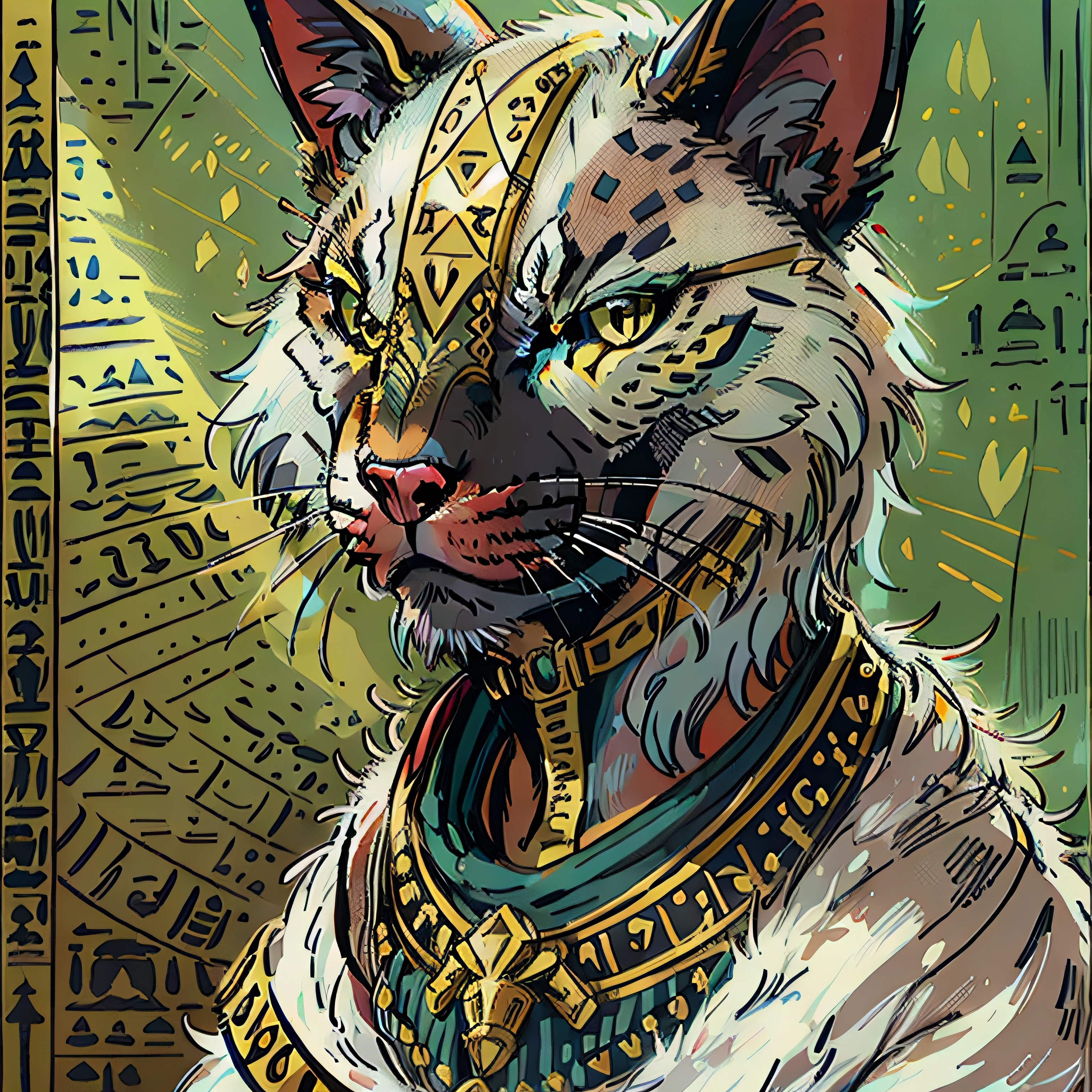 tabaxi rpg race, anubis Egyptian inspiration, cat face humanoid, villager, commom clothes, , character, medieval fantasy, close up portrait, white fur