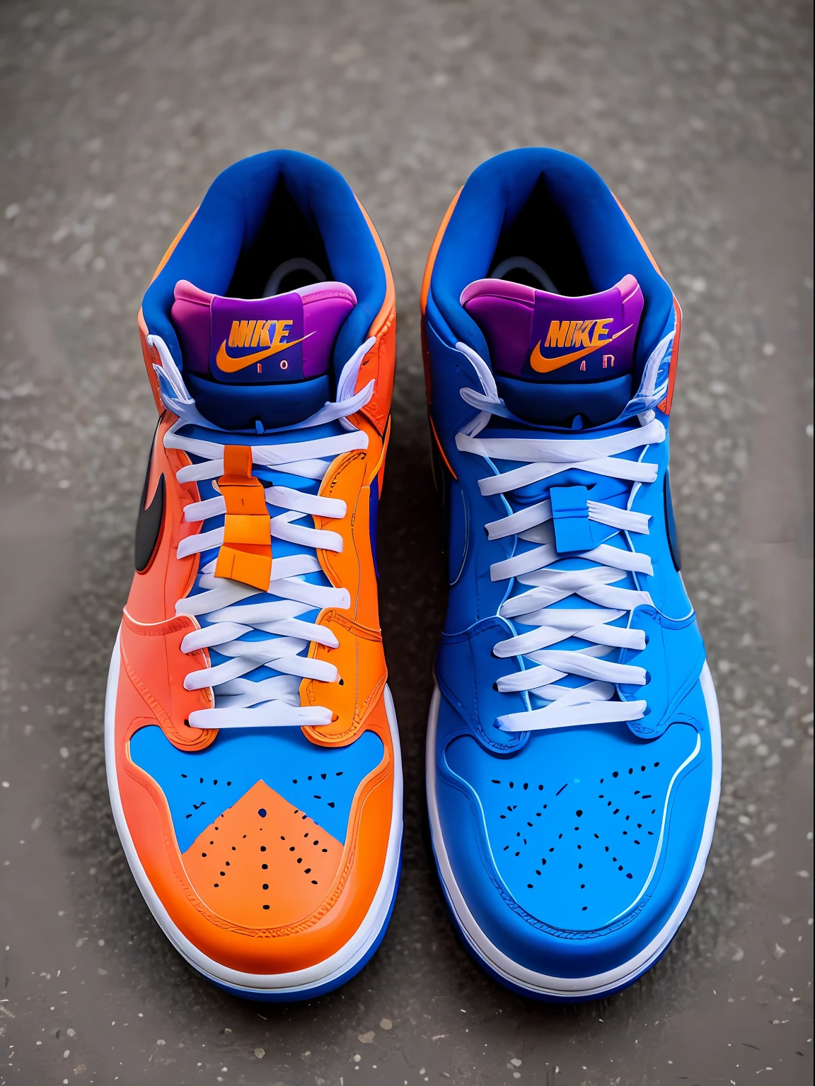 Imagine the realistic RAW photo of a Nike Air Jordan 1 sneaker in a slum alley, inspired by the unique and vibrant style of artist Jean-Michel Basquiat. 8k, alta qualidade, The design is full of vivid colors, expressive lines and characteristic elements of Basquiat's works, desenhos, neo expressionismo, nike customizado. Use your imagination to create this artistic shoe full of personality!