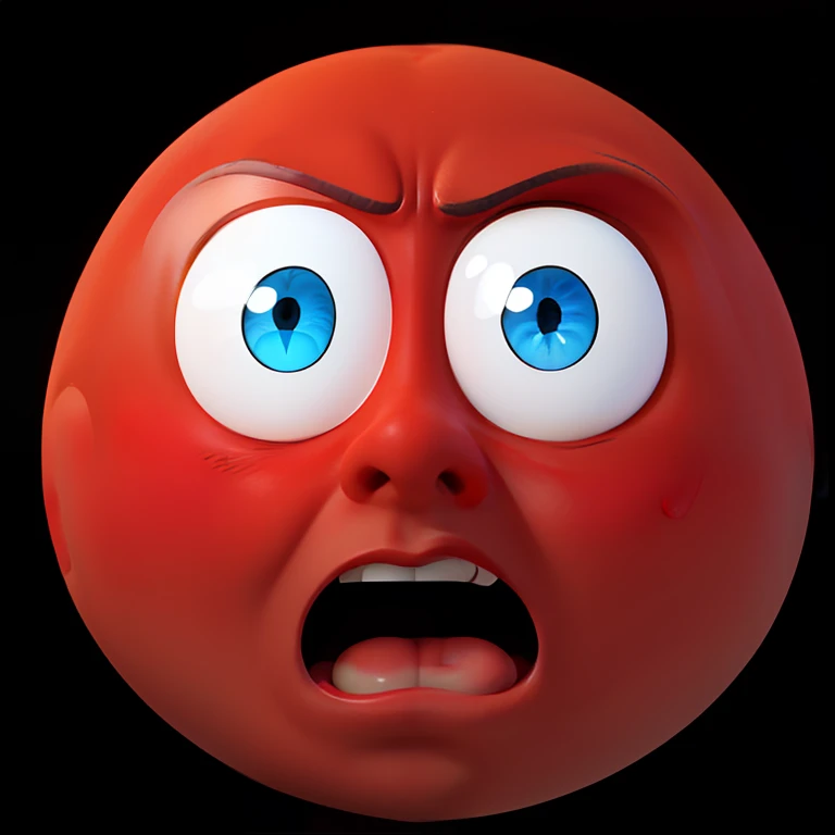 um close up de uma bola vermelha com um rosto surpreso, cara assustada, scared expression, surpreso franziu a testa, wide eyes shocked expression, shocked expression, an angry expression, puzzled expression, emoji de medo, frowning expression, confused facial expression, expressive surprised expression, scared emotion, Rosto frustrado, cara de raiva, Carrancudo, horrified expression, surprised expression