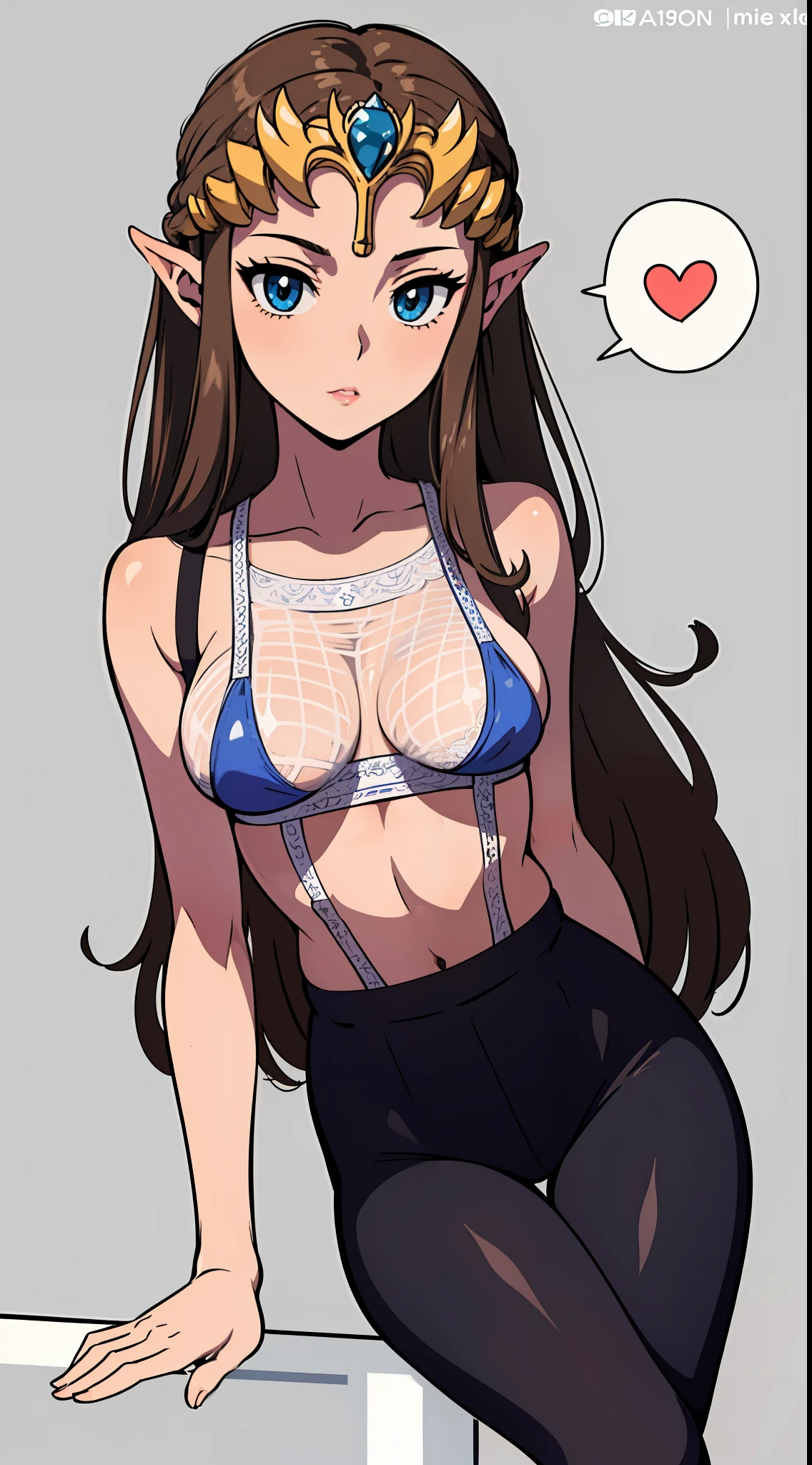 8K high quality, high accuracy, princess zelda, beautiful figure, beautiful face, small face, twilight princess, beautiful, office worker outfit, black suit, gray net tights, bright, highlights in eyes, blue eyes, small ears, brown hair, , super , , illustration, beautiful line drawing. Beautiful line drawing.