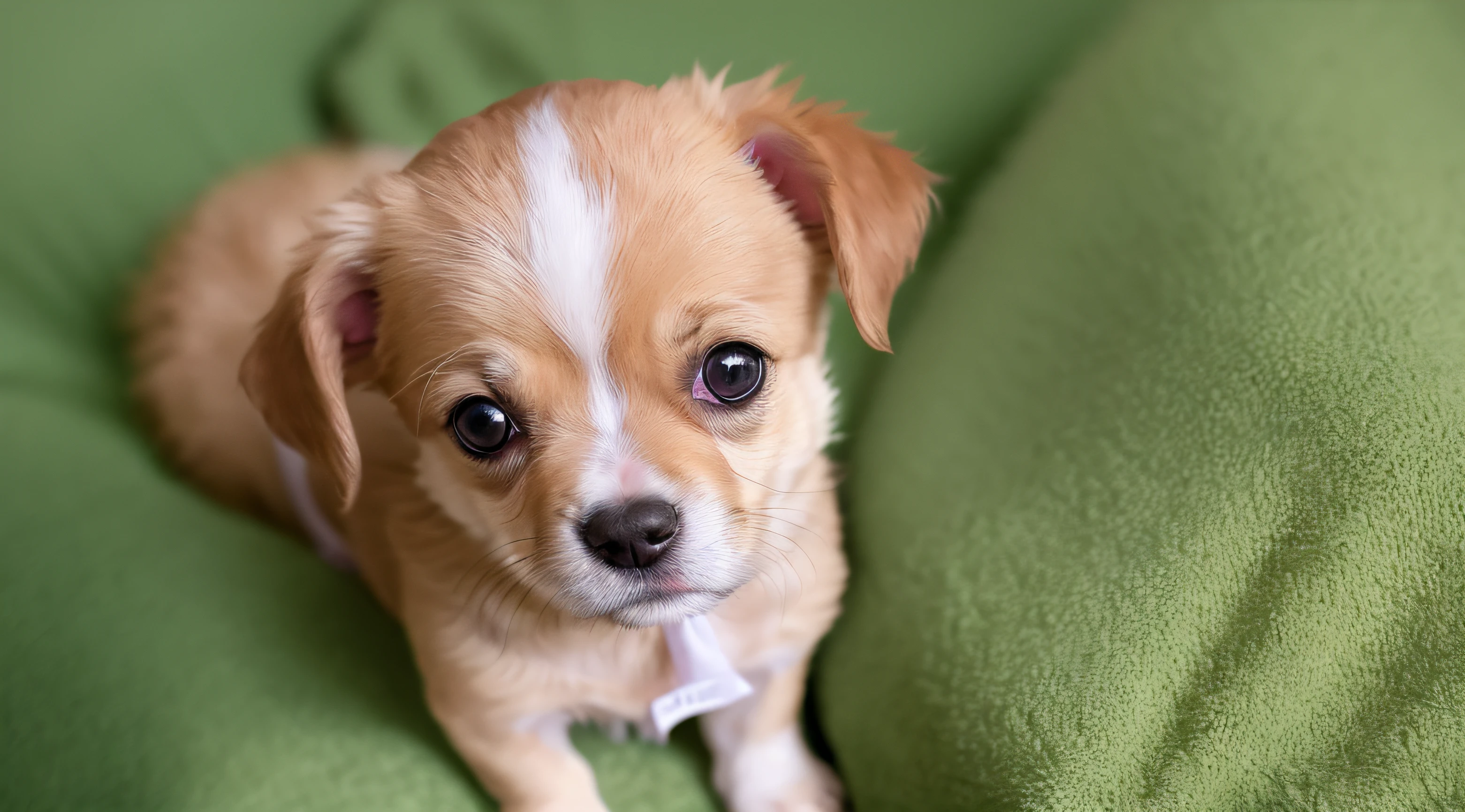 No humans、Chihuahua puppy、(((Has a small)))、Wrapping a towel、in 8K、professional photograpy、Delicate、Vivid、Sheer sunlight、Light leak、masterpiece、(((lovely)))、plushies、Round pupils、I'm wearing a ribbon、Fashionable、Angle seen from above