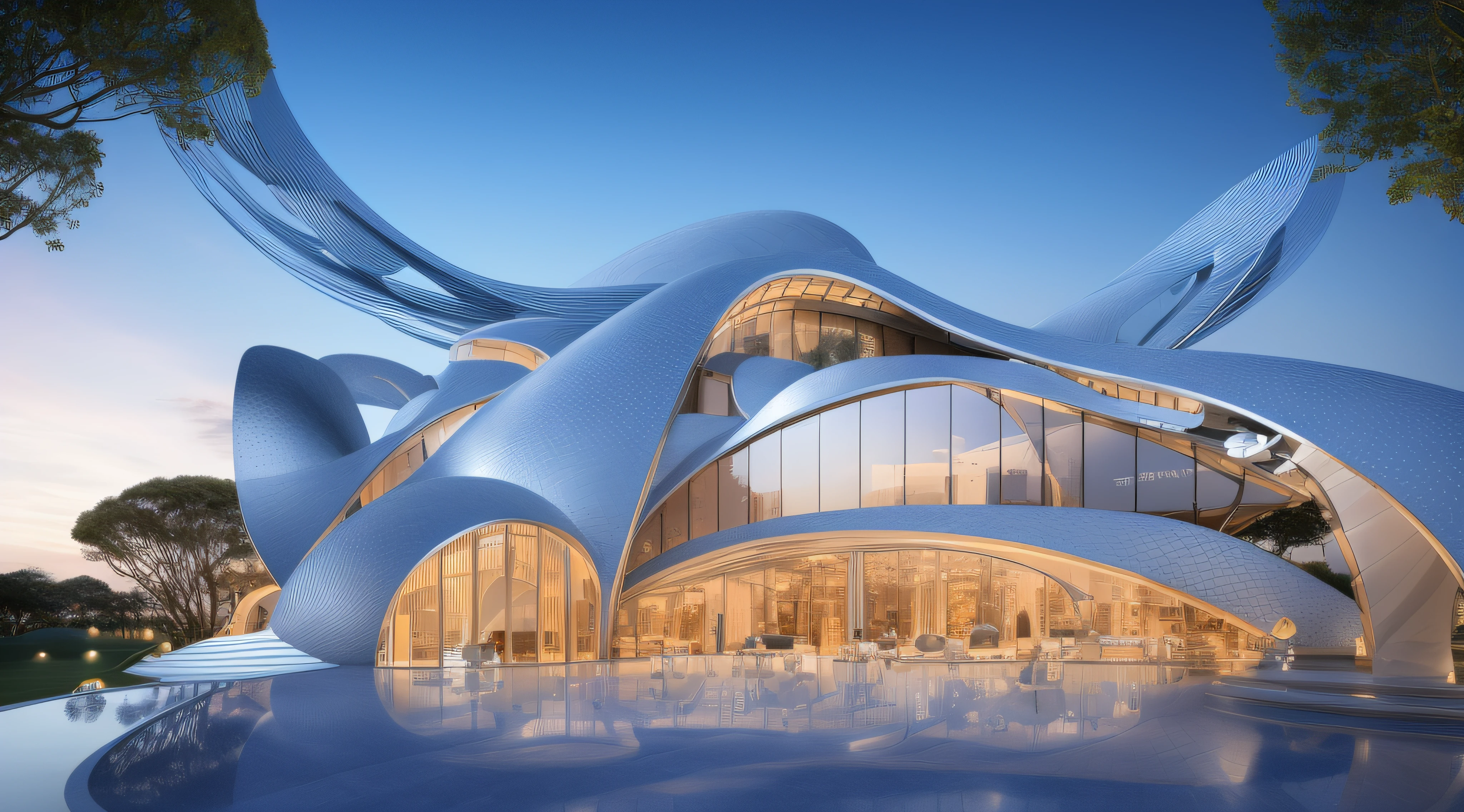 （tmasterpiece），（high qulity）， best qualtiy，Dream-shaped curved architecture，Curvilinear art， ultra-detailliert， （fulldetail），（4K），8K，Fantasticism architecture，styled