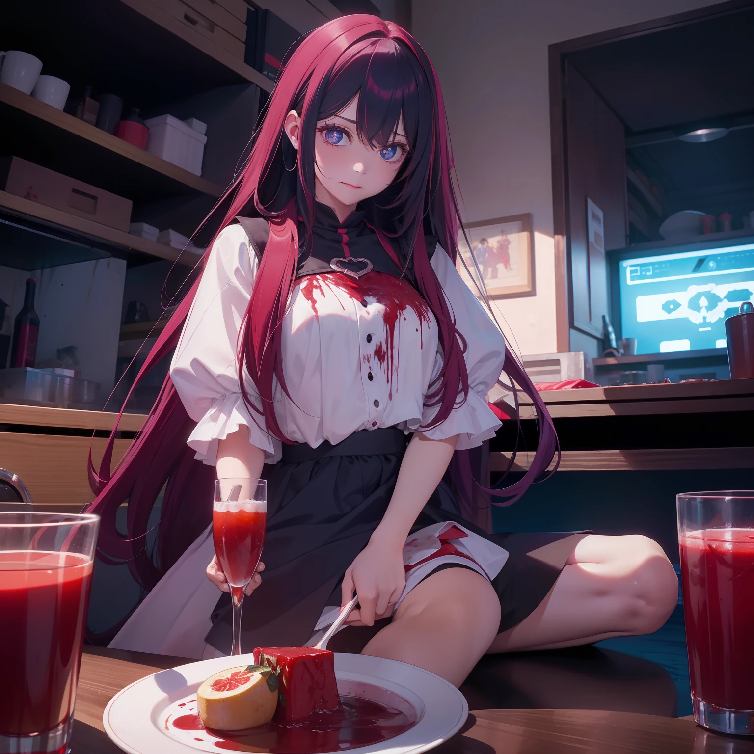 Sick girl，blood vess，highest  quality，tmasterpiece