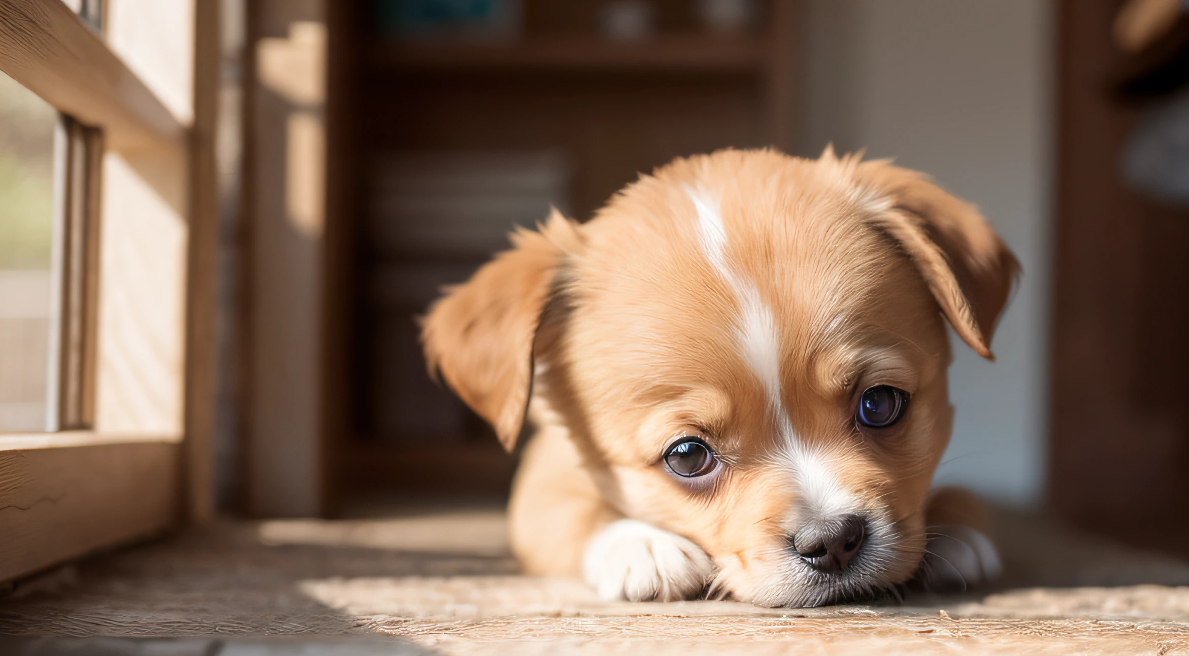 No humans、Chihuahua puppy、(((Has a small)))、Playing、in 8K、professional photograpy、Delicate、Vivid、Sheer sunlight、Light leak、​masterpiece、(((lovely)))、plushies、Round pupils、I'm wearing a ribbon、